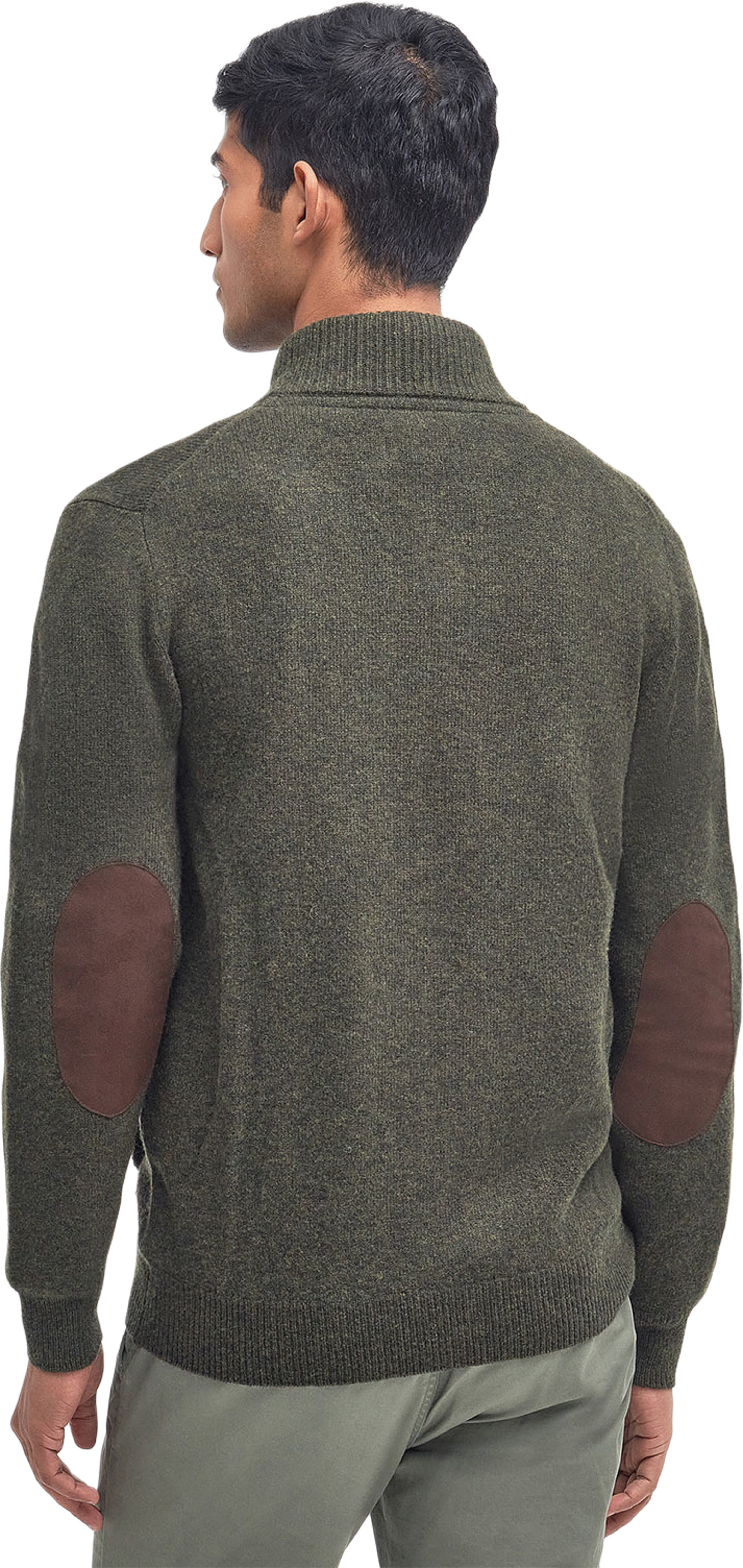 Barbour Essential Patch Zip Through Knitted Jumper, från Barbour, i färgen Seaweed. Klicka för att öppna bilden i stort format