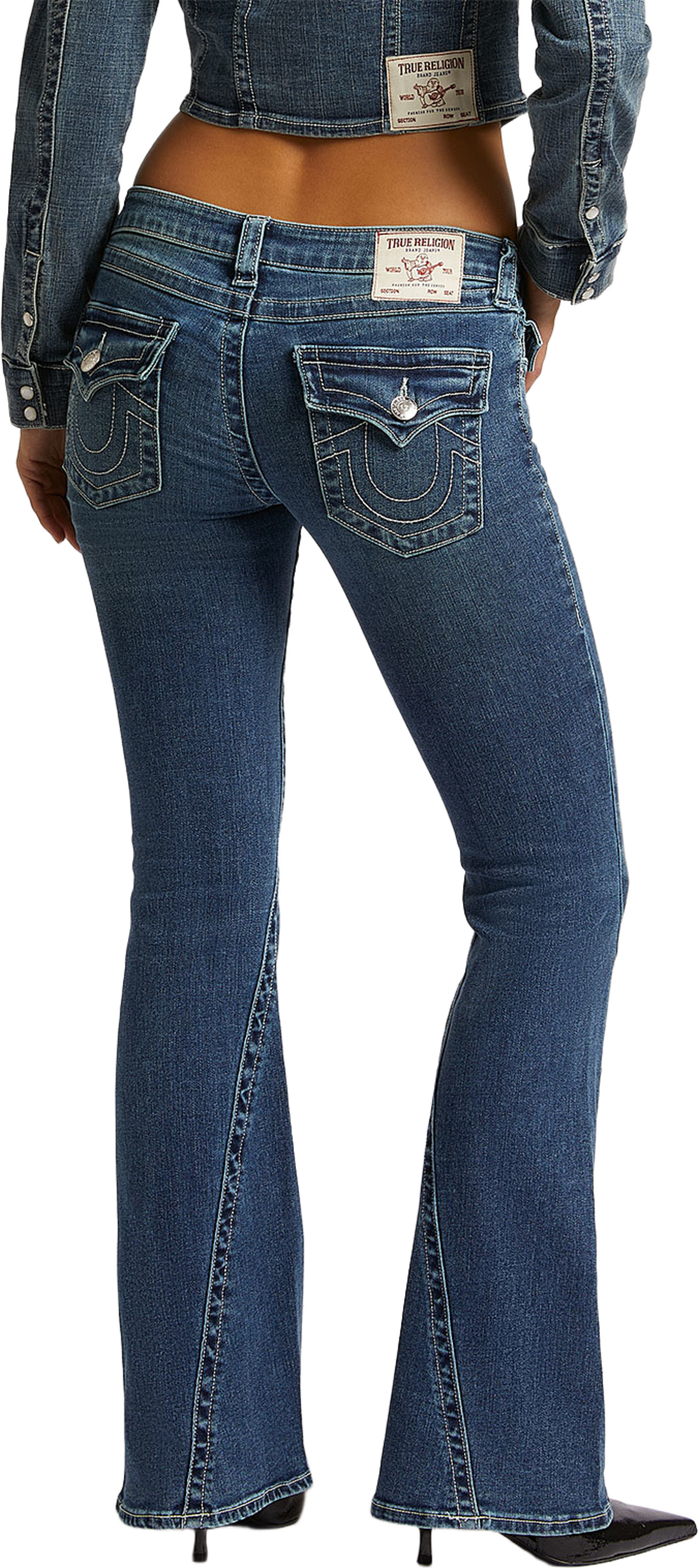 Jeans Joey Low Rise Flap Jeans, från True Religion, i färgen Dark Wash. Klicka för att öppna bilden i stort format