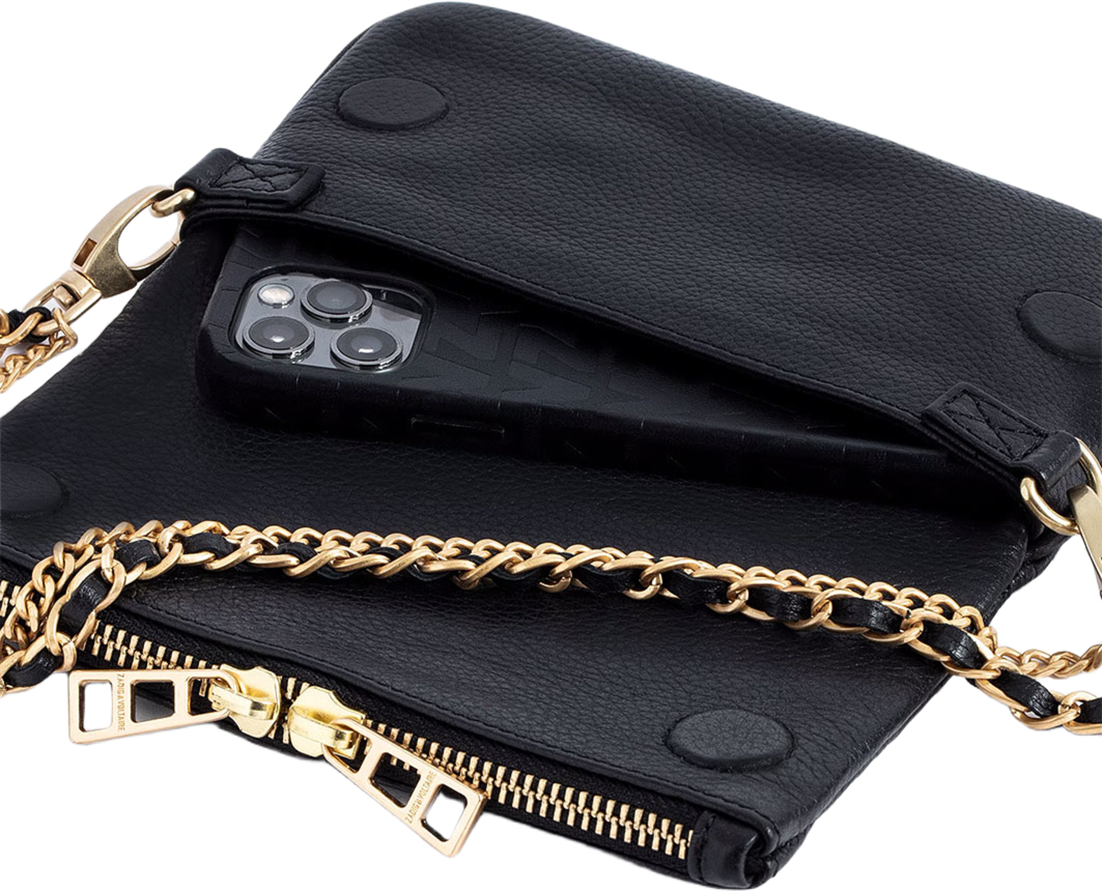 ROCK NANO GRAINED LEATHER, från Zadig & Voltaire, i färgen Black Gold. Klicka för att öppna bilden i stort format