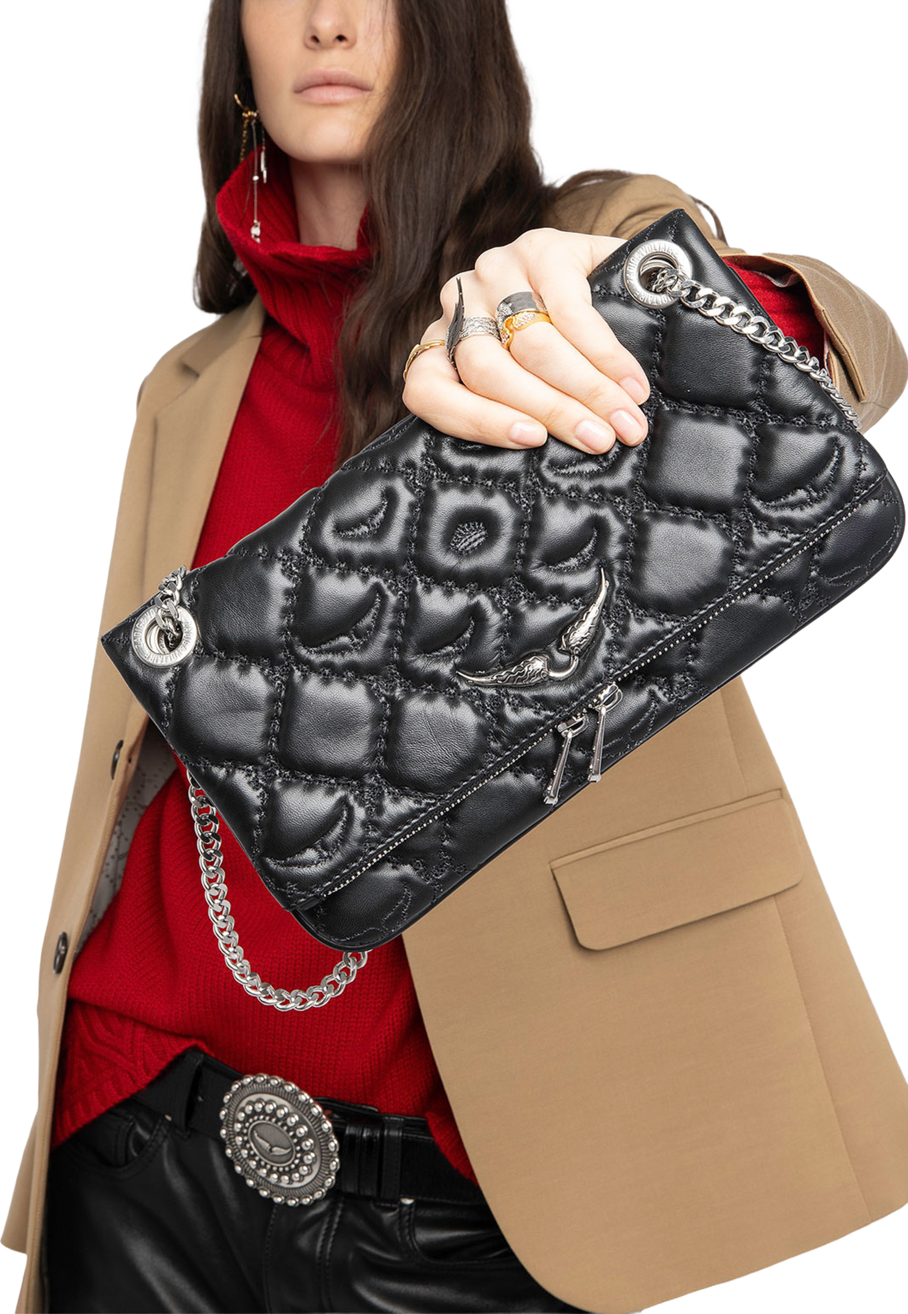 ROCK II QUILTED MONOGRAM, från Zadig & Voltaire, i färgen Black. Klicka för att öppna bilden i stort format