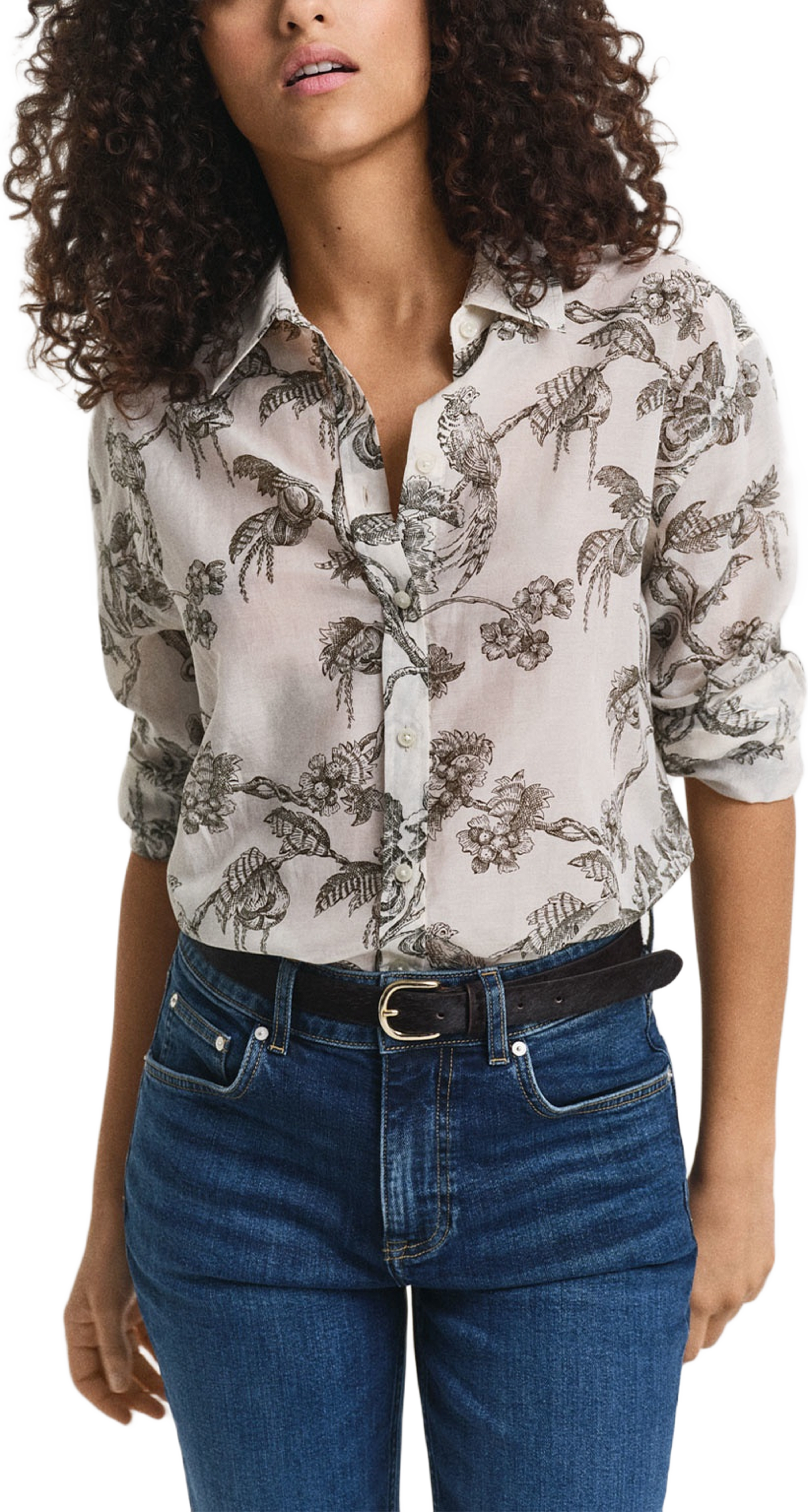 Rel Tree Print Cot Silk Shirt