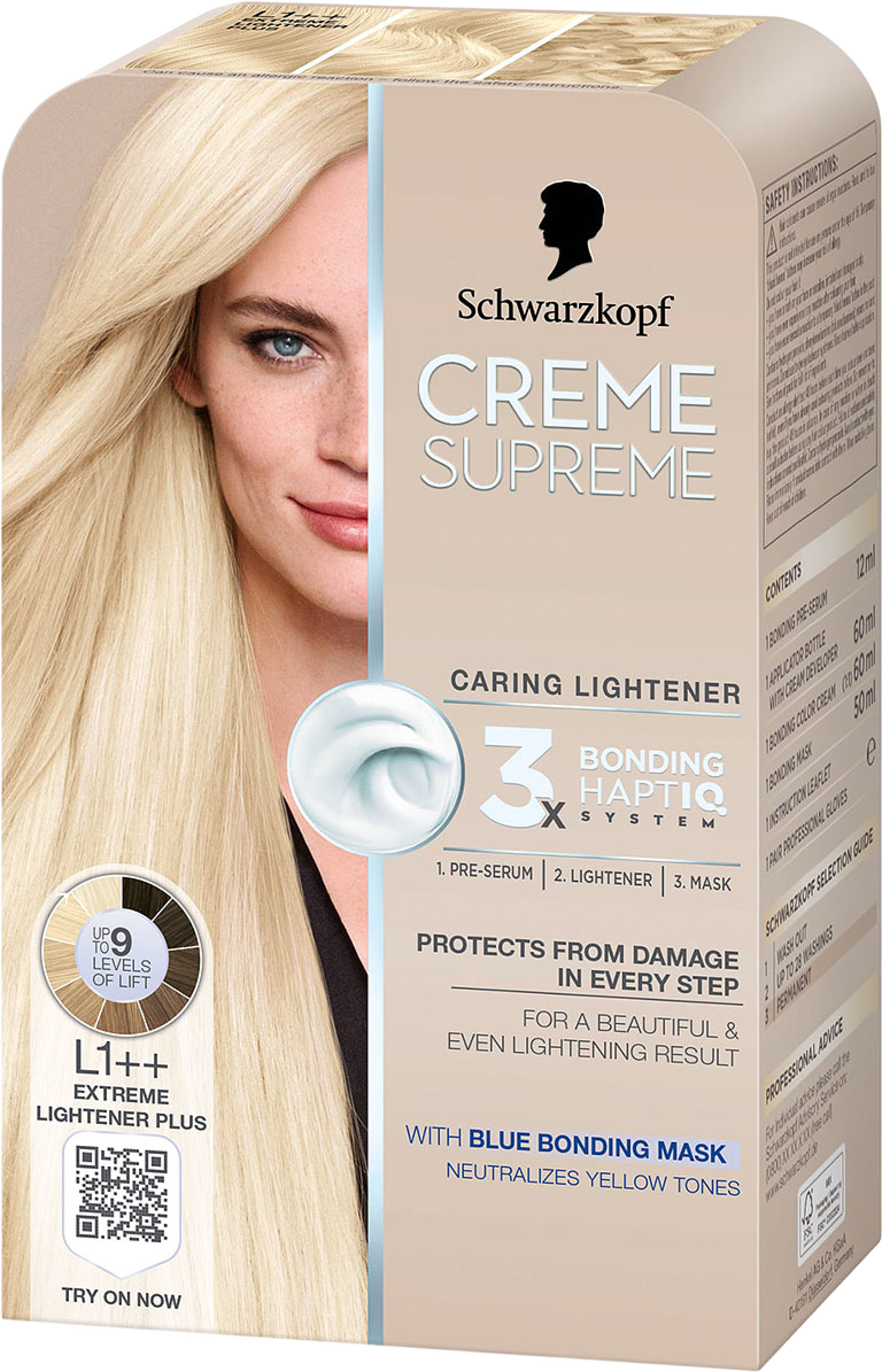 Creme Supreme, från Schwarzkopf, i färgen L1++extrlightplus. Klicka för att öppna bilden i stort format