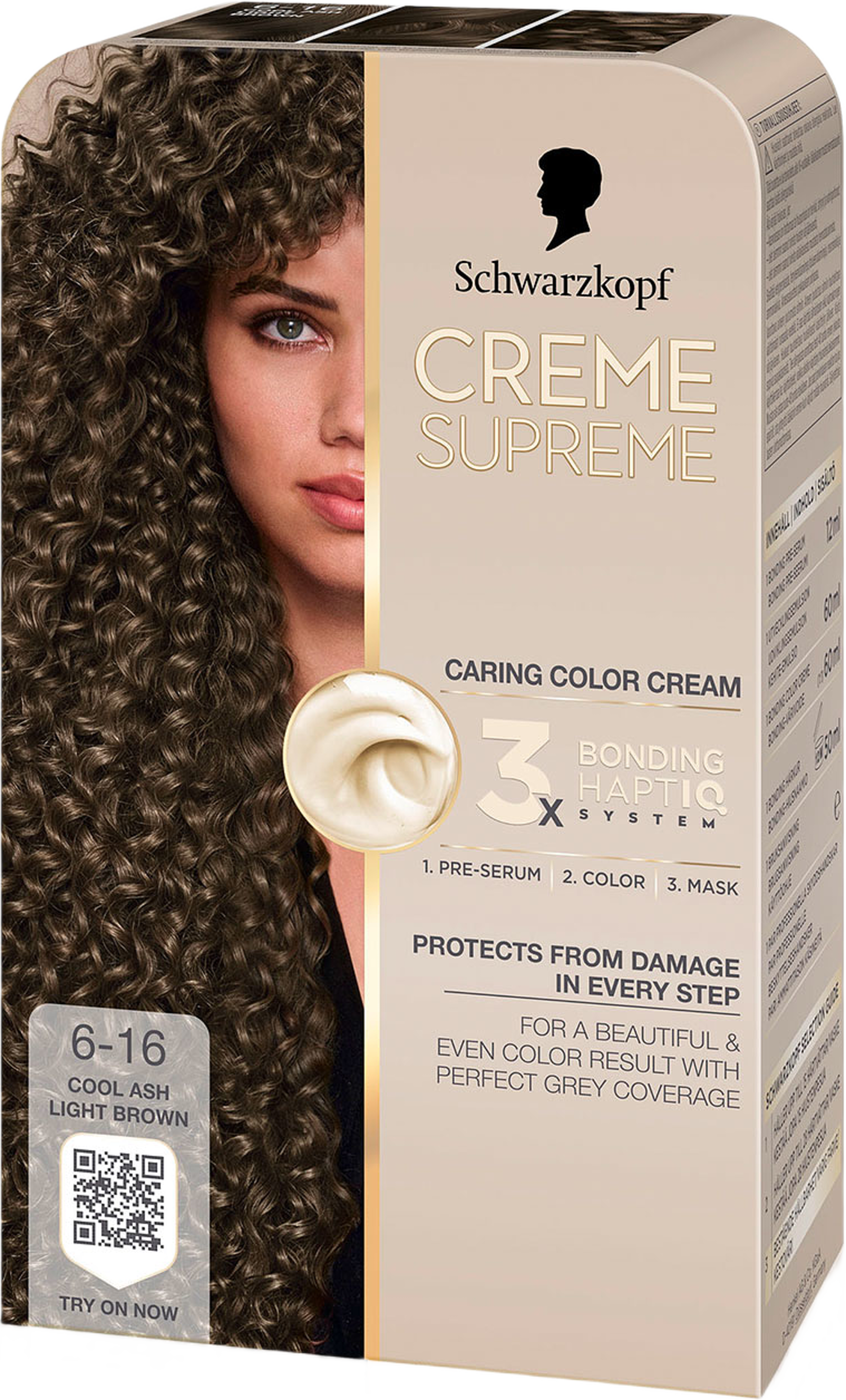 Creme Supreme, från Schwarzkopf, i färgen 6-16 Coolashlbrwn. Klicka för att öppna bilden i stort format