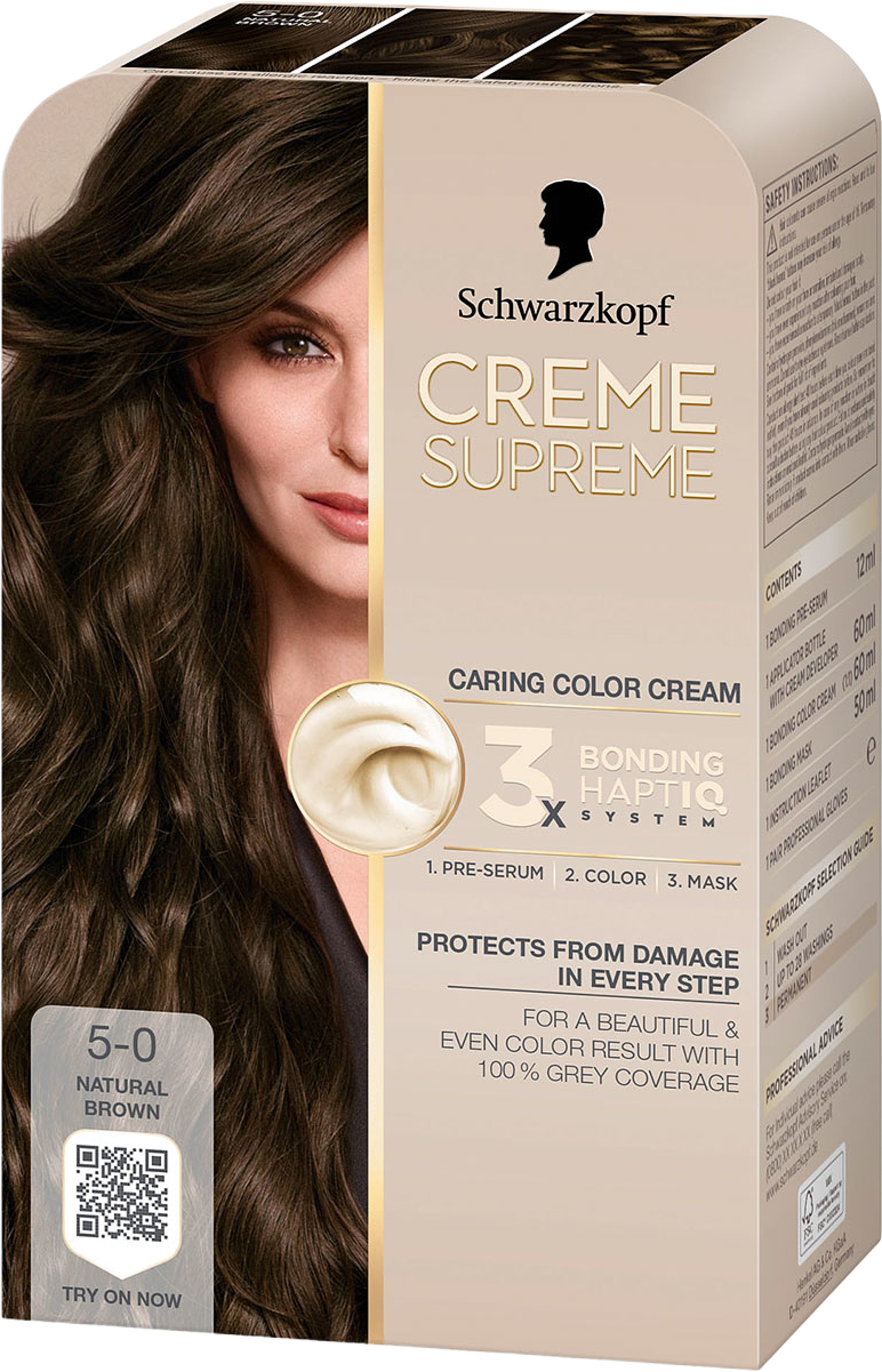 Creme Supreme, från Schwarzkopf, i färgen 5-0 Natural Brown. Klicka för att öppna bilden i stort format