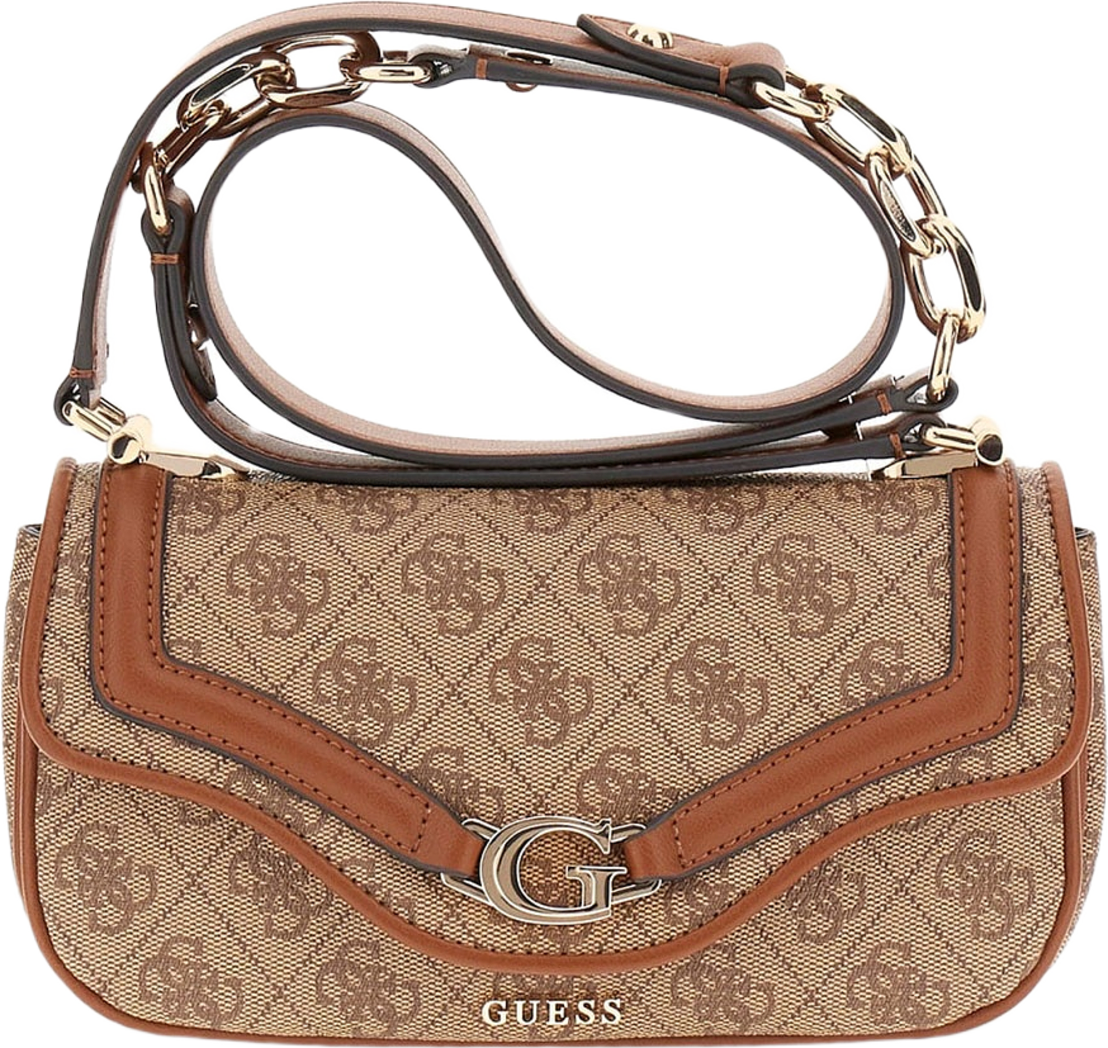 Dea Crossbody Flap, från Guess, i färgen Latte Logo.