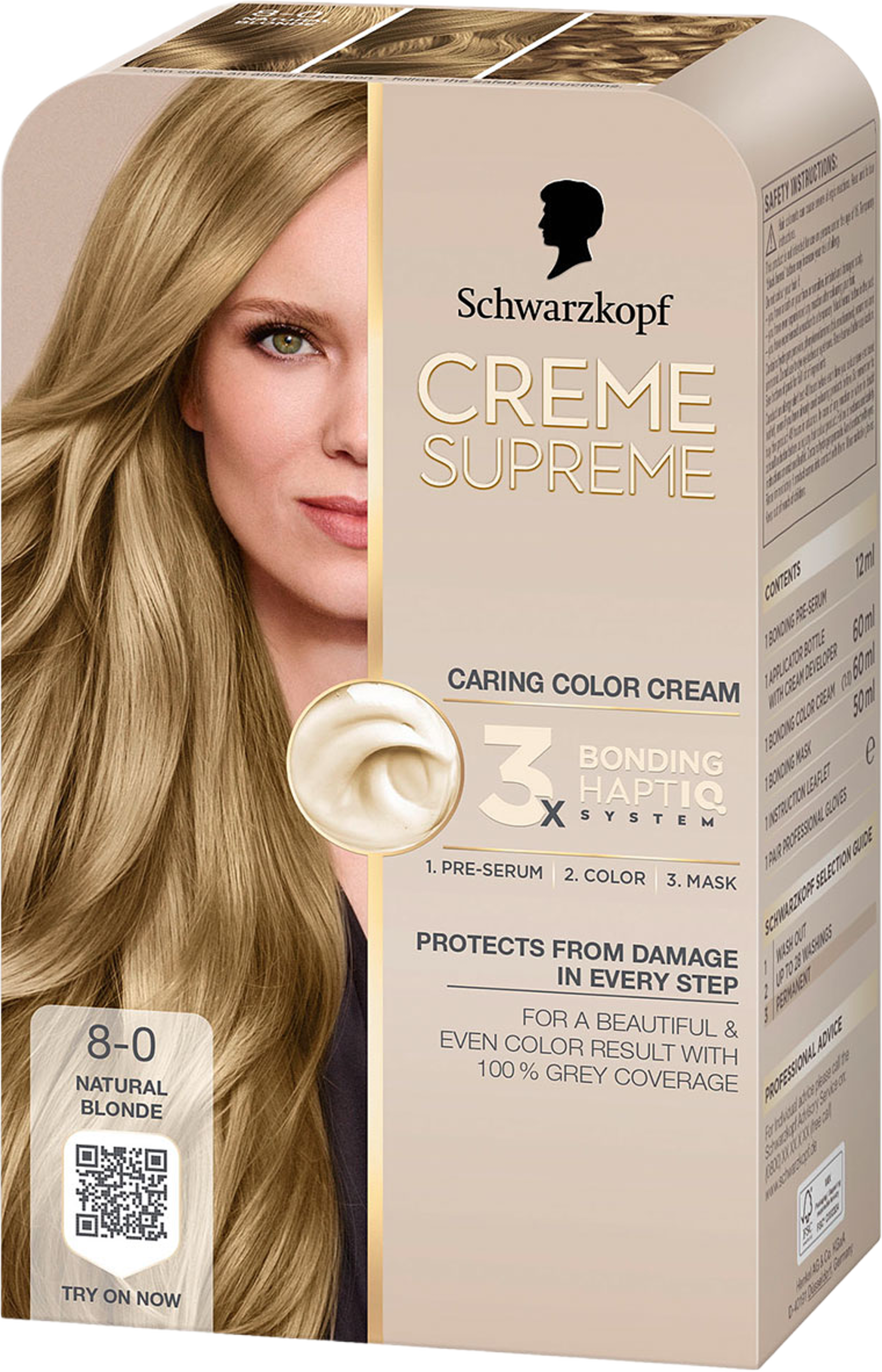 Creme Supreme, från Schwarzkopf, i färgen 8-0 Naturalblonde. Klicka för att öppna bilden i stort format