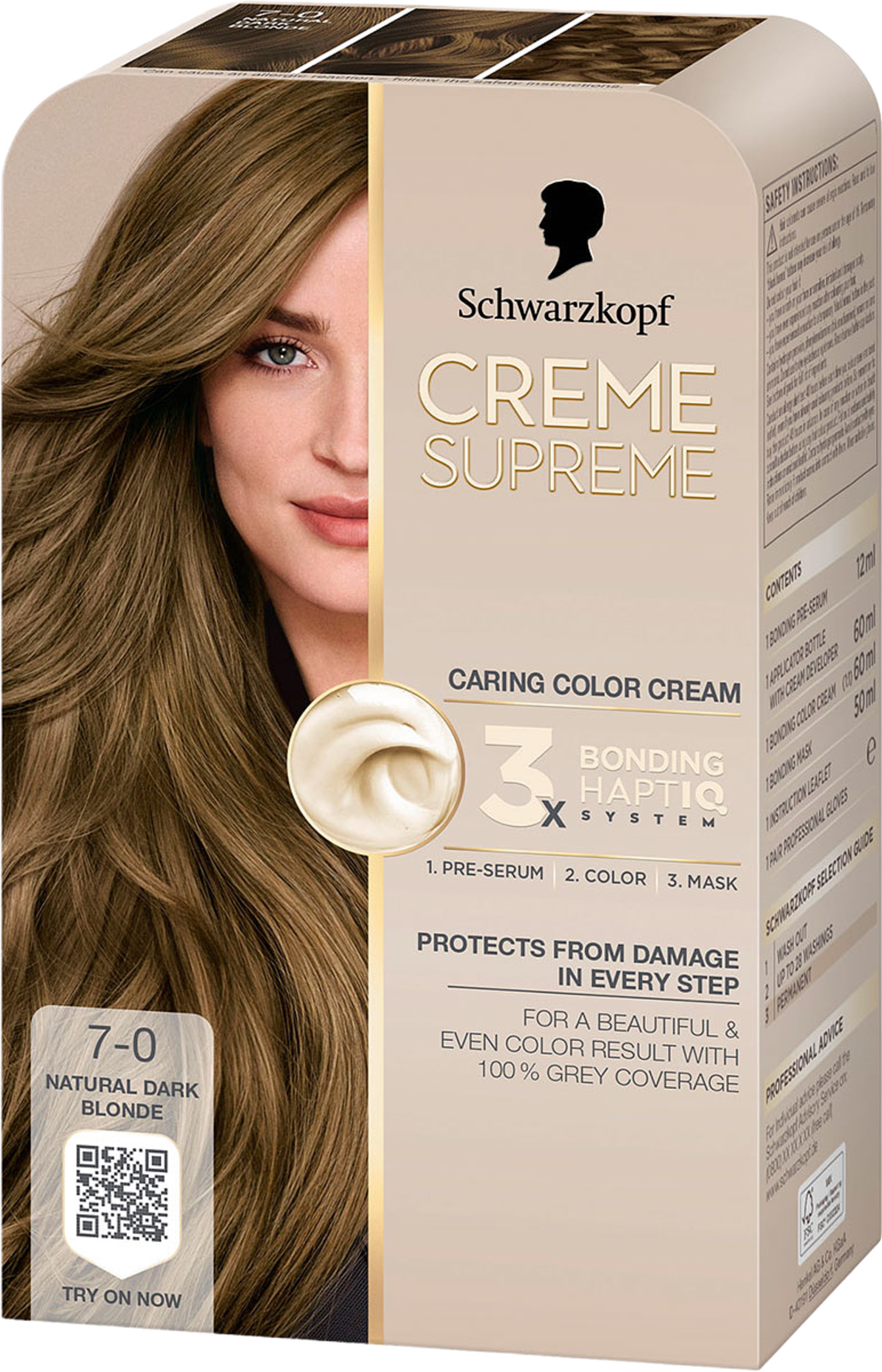 Creme Supreme, från Schwarzkopf, i färgen 7-0 Natdarkblonde. Klicka för att öppna bilden i stort format