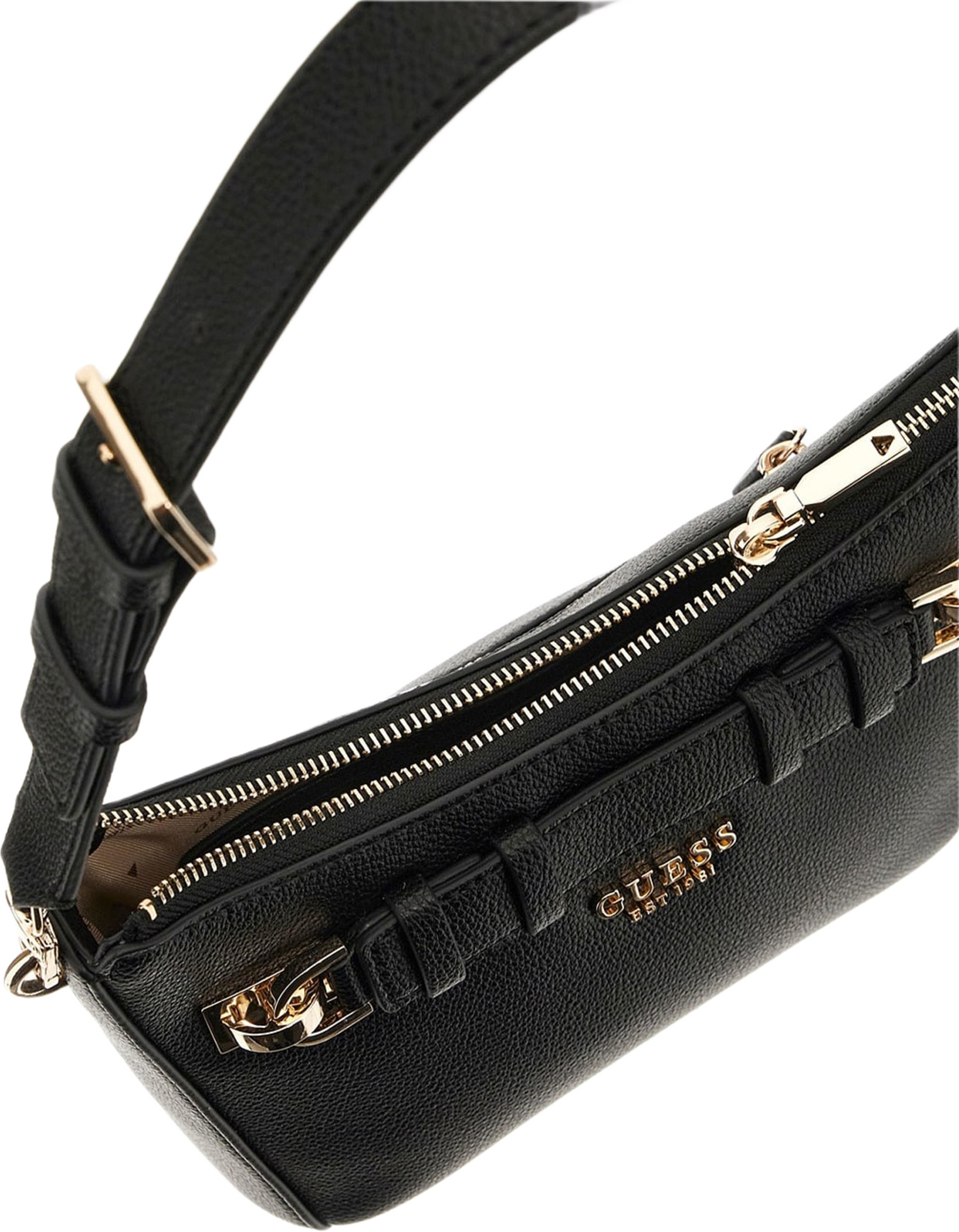 Gregoria Top Zip Shoulder Bag, från Guess, i färgen Black.