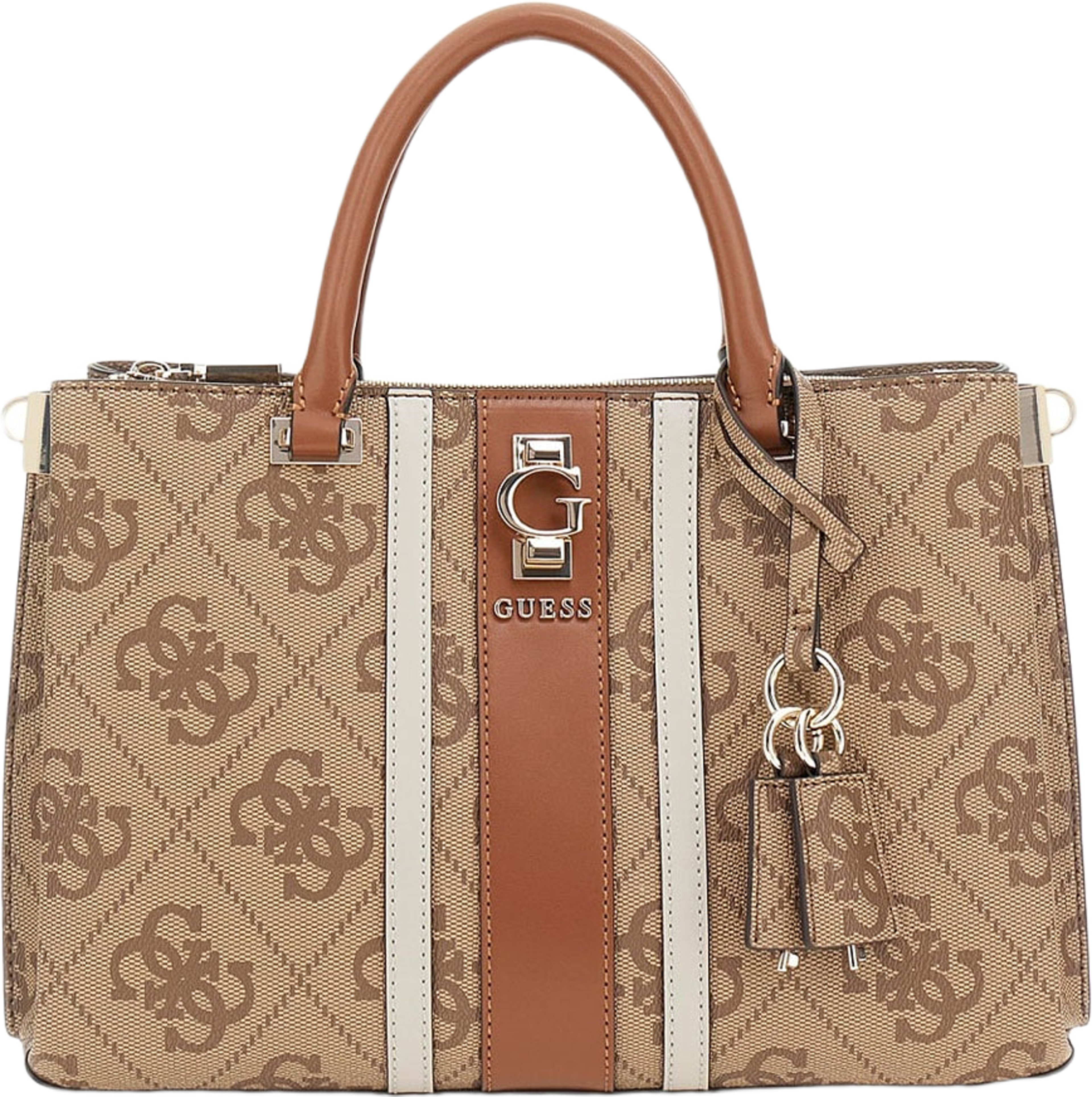 Erenia Girlfriend Satchel, från Guess, i färgen Latte Logo.