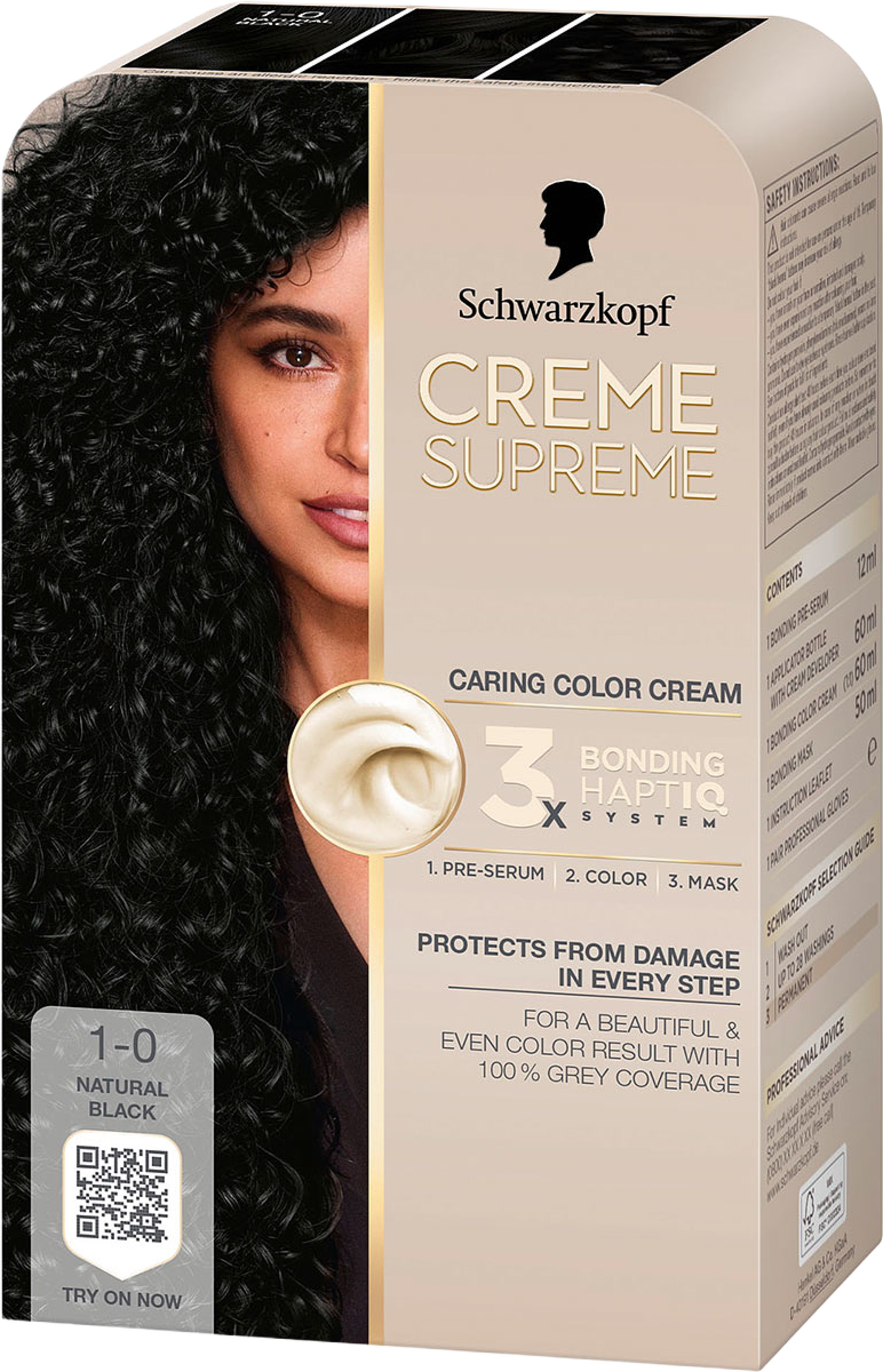 Creme Supreme, från Schwarzkopf, i färgen 1-0 Natural Black. Klicka för att öppna bilden i stort format