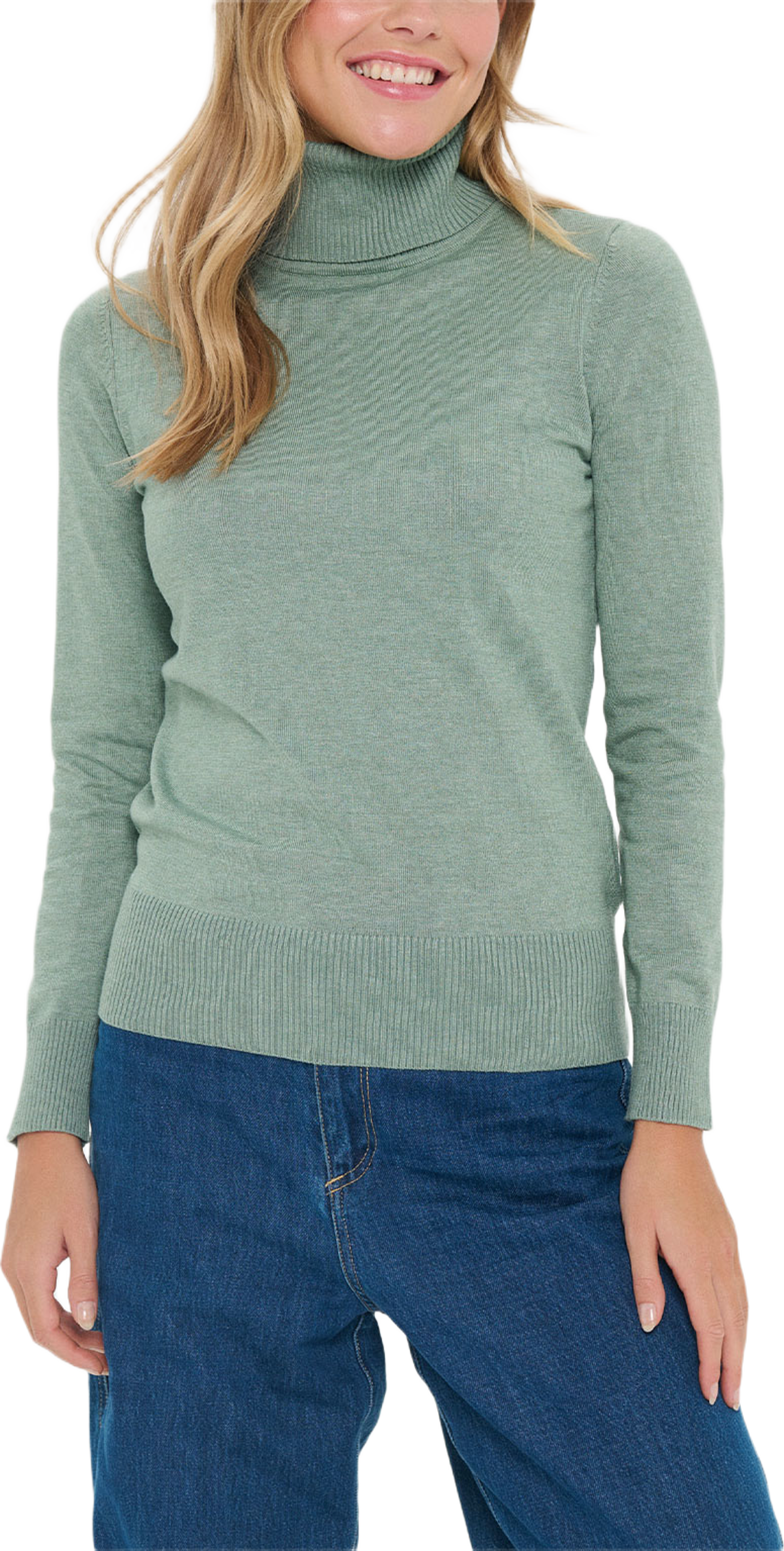 Roller Neck Sweater, från Saint Tropez, i färgen Green Bay Melange. Klicka för att öppna bilden i stort format