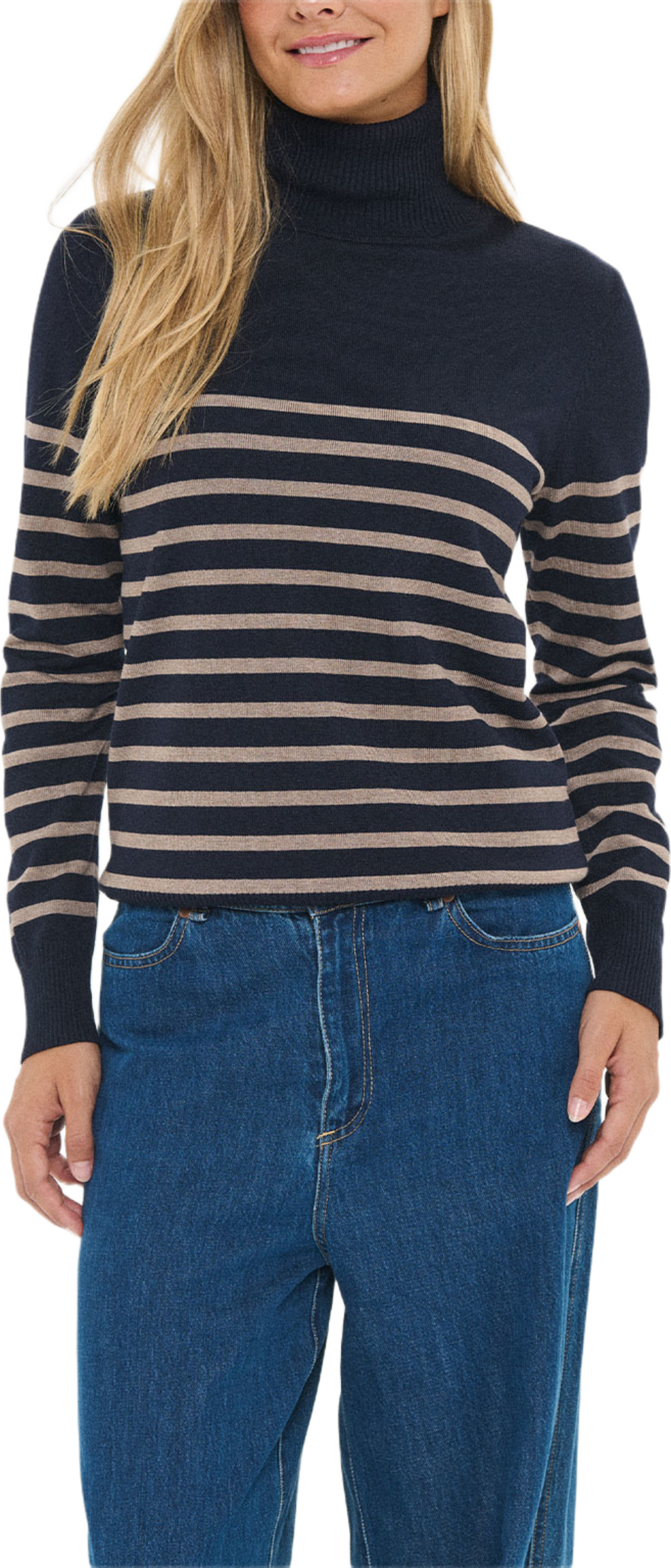 MilaSZ St. Rollneck Pullover, från Saint Tropez, i färgen Nightsky Atmos Stripe. Klicka för att öppna bilden i stort format