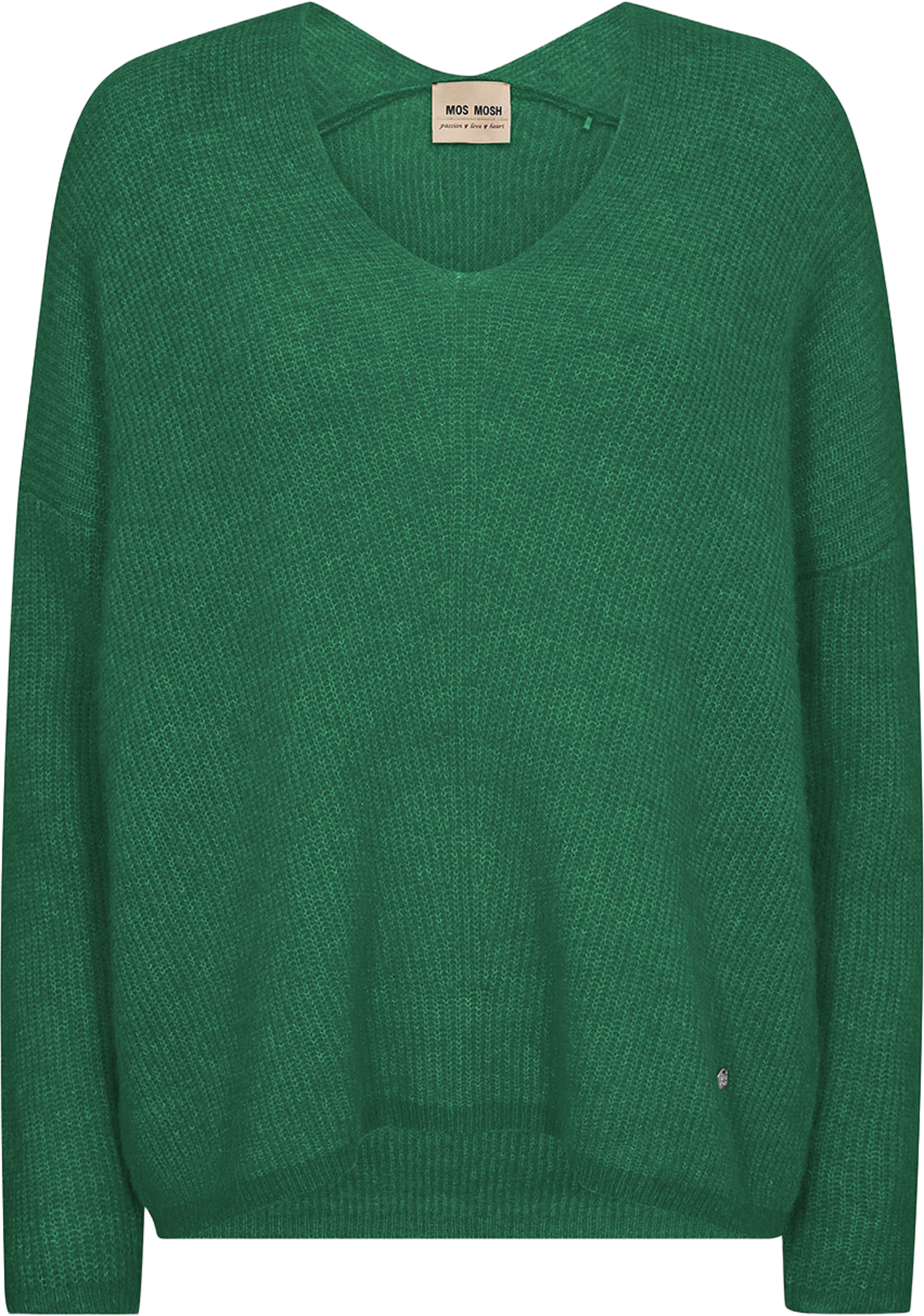 Thora V-Neck Knit, från Mos Mosh, i färgen Amazon. Klicka för att öppna bilden i stort format