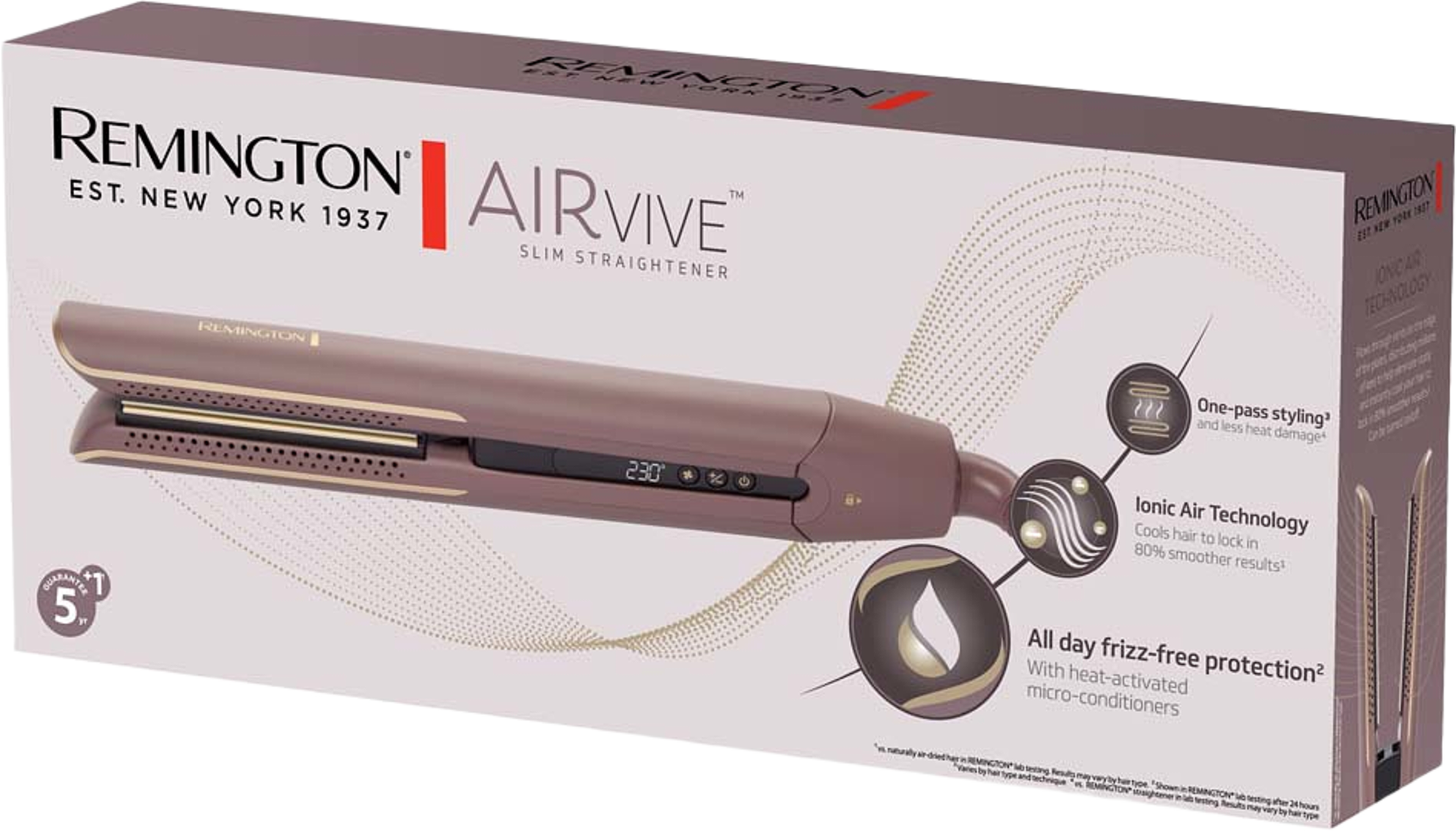 AIRvive Slim Straightner, från Remington, i färgen Mauve (purple) & Gold. Klicka för att öppna bilden i stort format