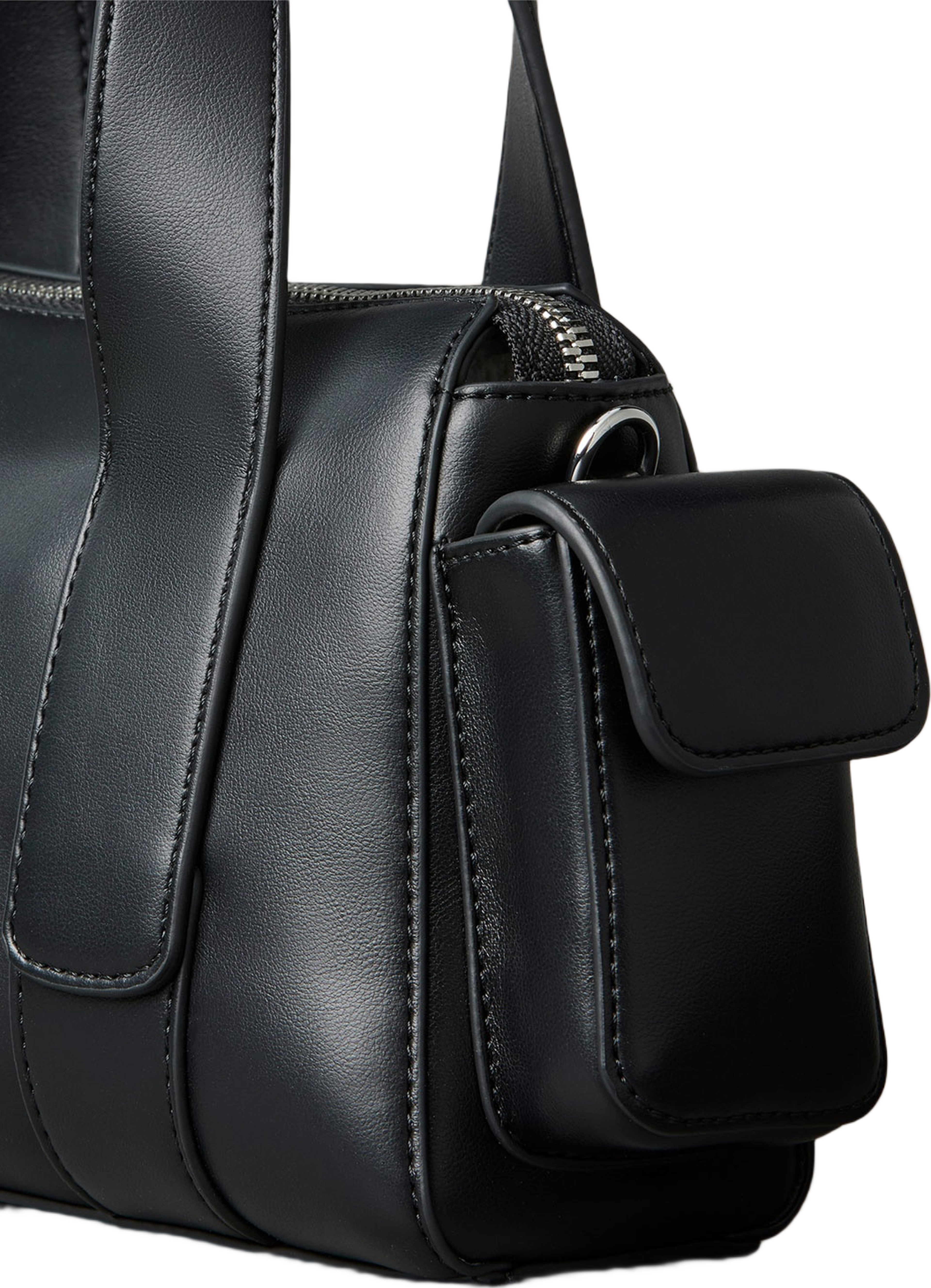 Convertible Jacquard Crossbody Handbag, från Calvin Klein, i färgen Black / Shiny Nickel.
