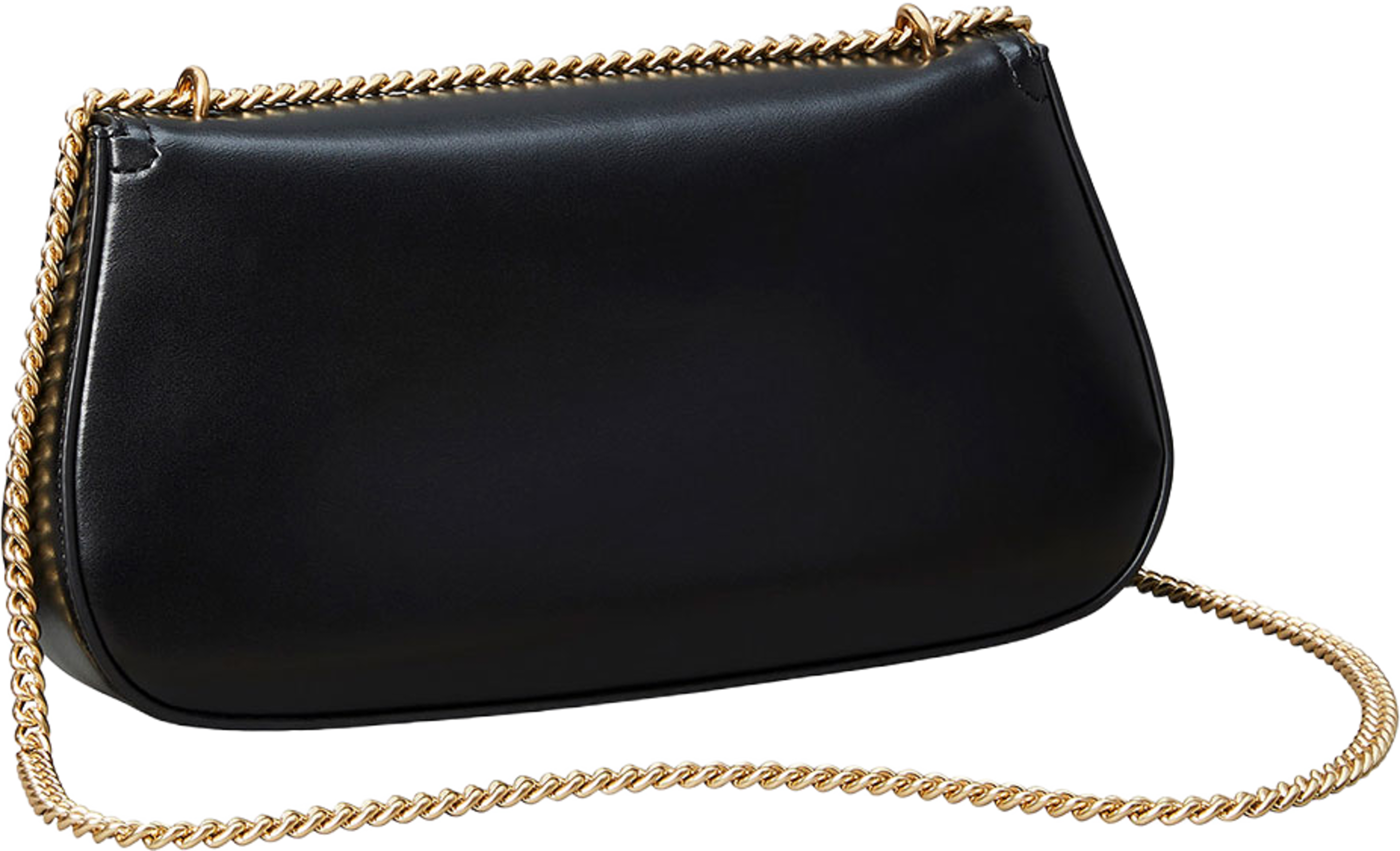 Monogram Logo Hardware Chain Shoulder Bag, från Calvin Klein, i färgen Black / Antique Light Gold. Klicka för att öppna bilden i stort format