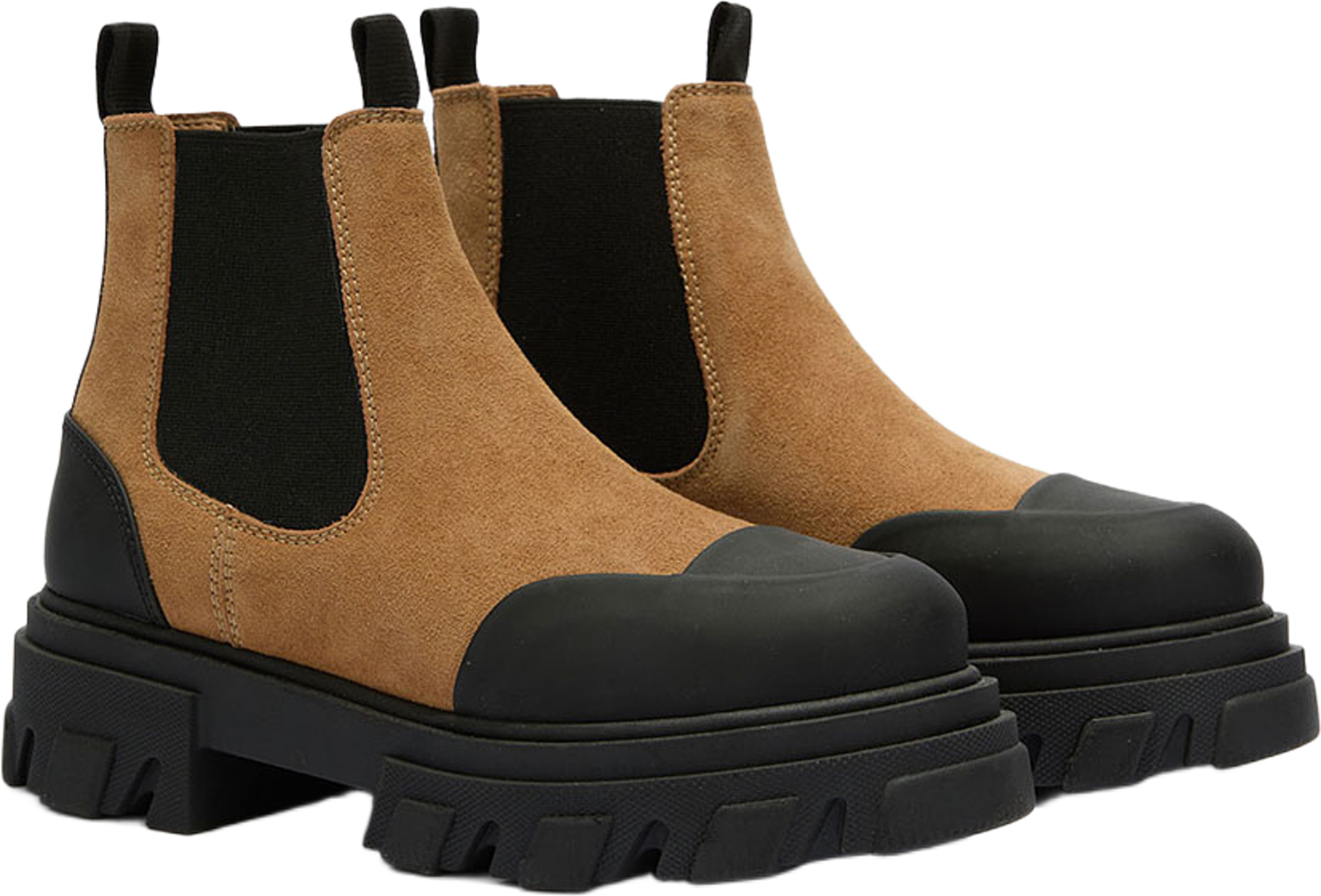 Cleated Low Chelsea Suede, från GANNI, i färgen Cognac. Klicka för att öppna bilden i stort format