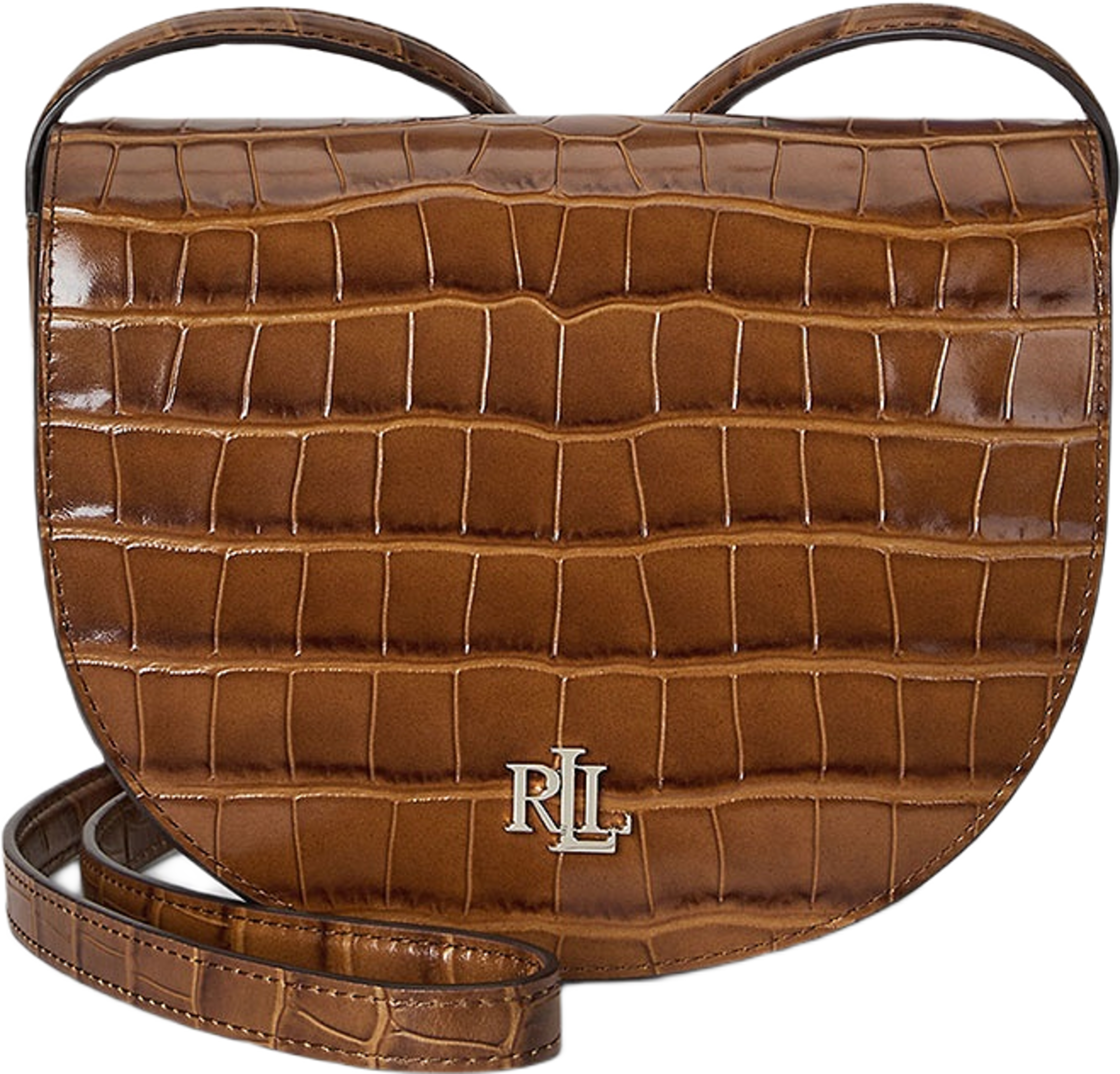 Croc-Embossed Medium Witley Crossbody, från Lauren Ralph Lauren, i färgen Tobacco. Klicka för att öppna bilden i stort format
