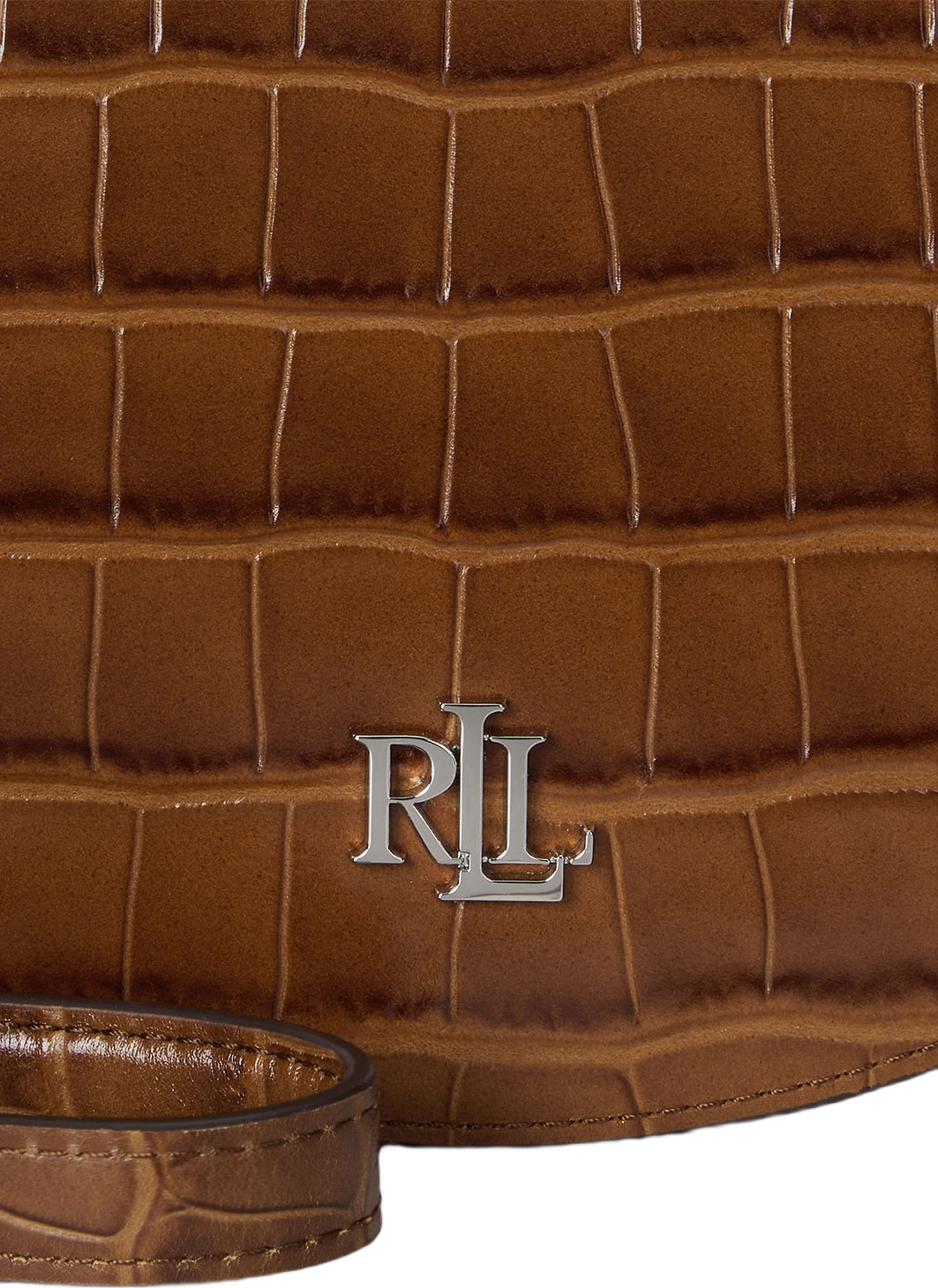 Croc-Embossed Medium Witley Crossbody, från Lauren Ralph Lauren, i färgen Tobacco. Klicka för att öppna bilden i stort format