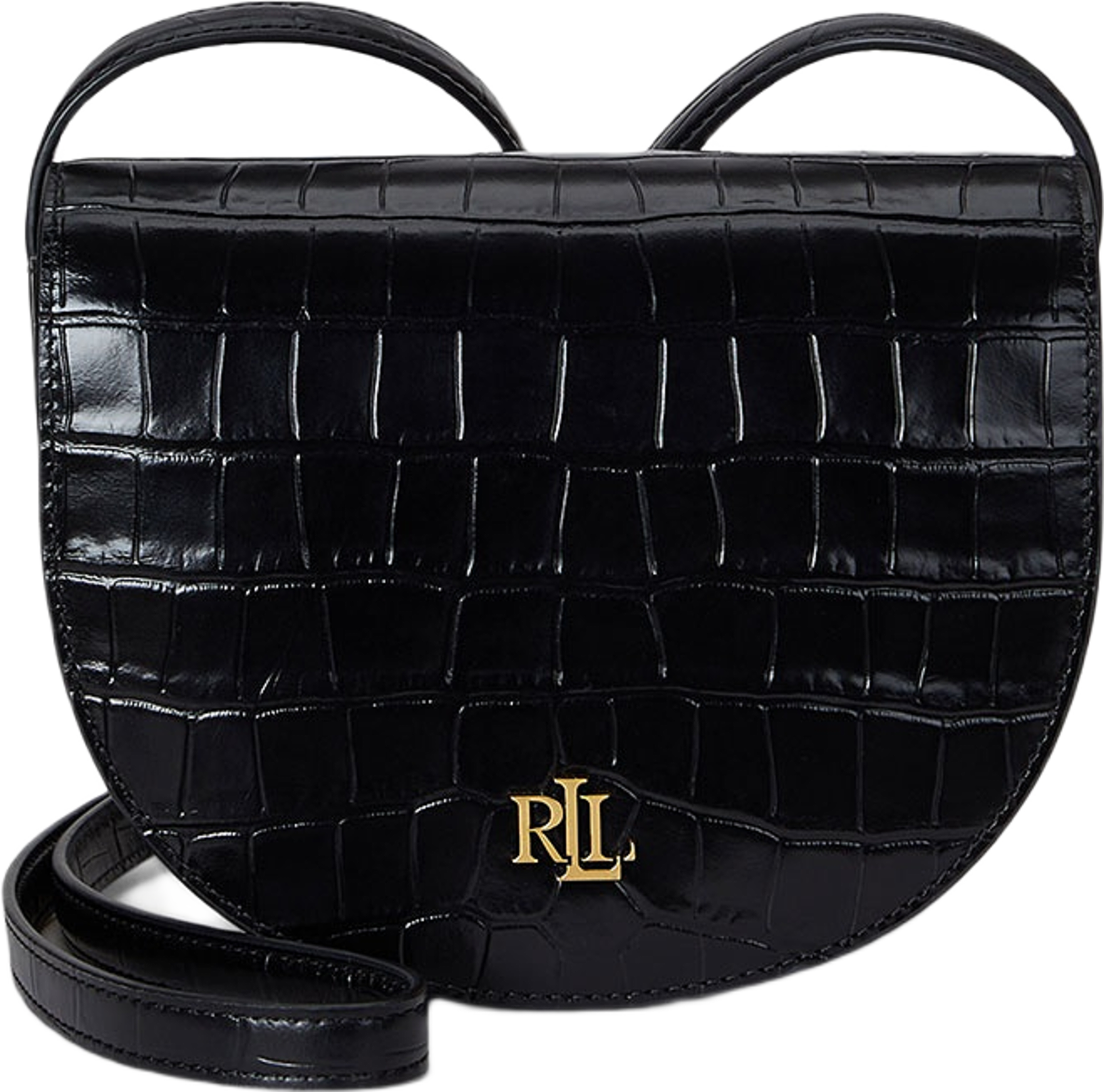 Croc-Embossed Medium Witley Crossbody, från Lauren Ralph Lauren, i färgen Black. Klicka för att öppna bilden i stort format