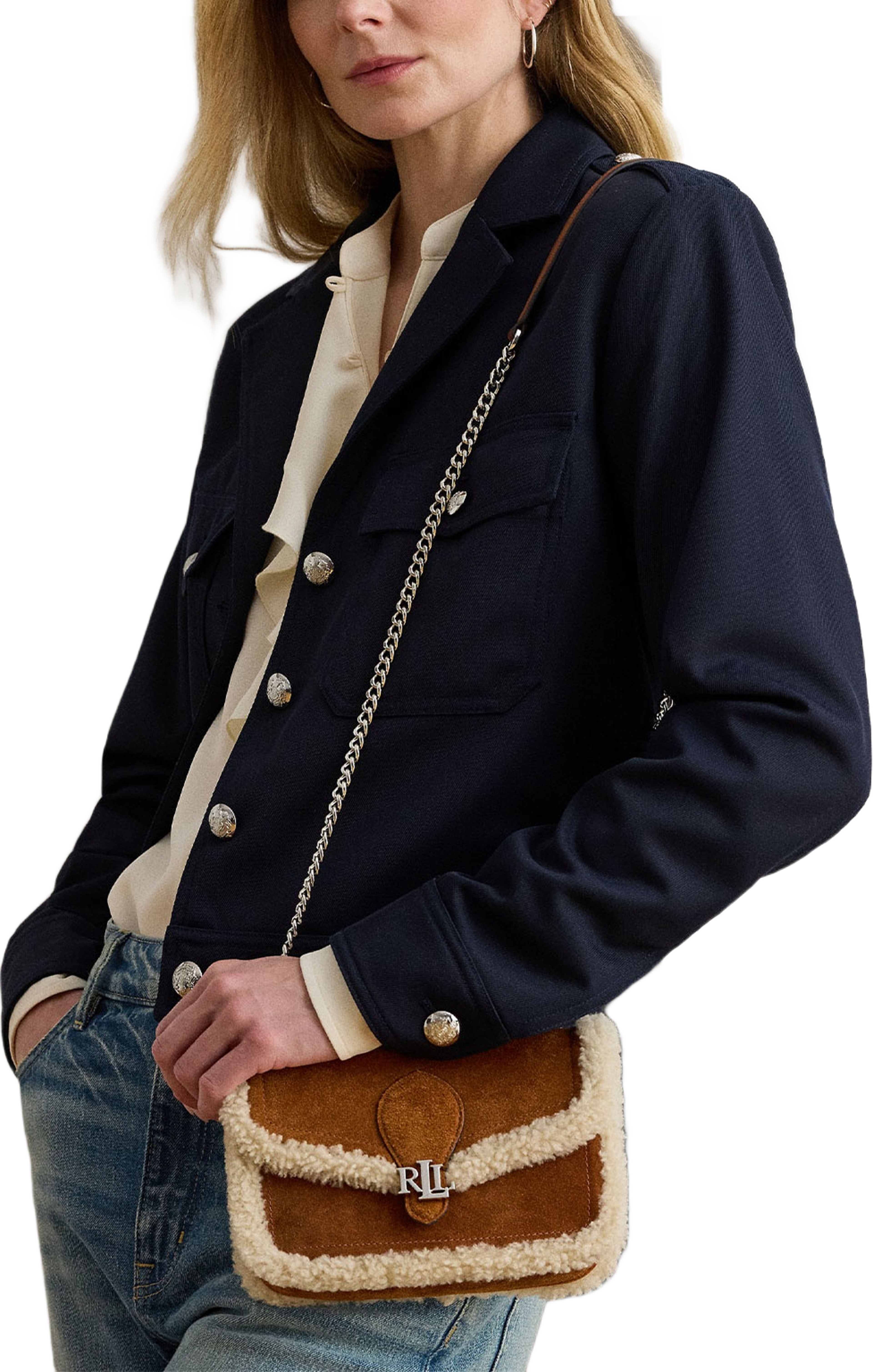 Shearling-Trim Bradley Crossbody Wallet