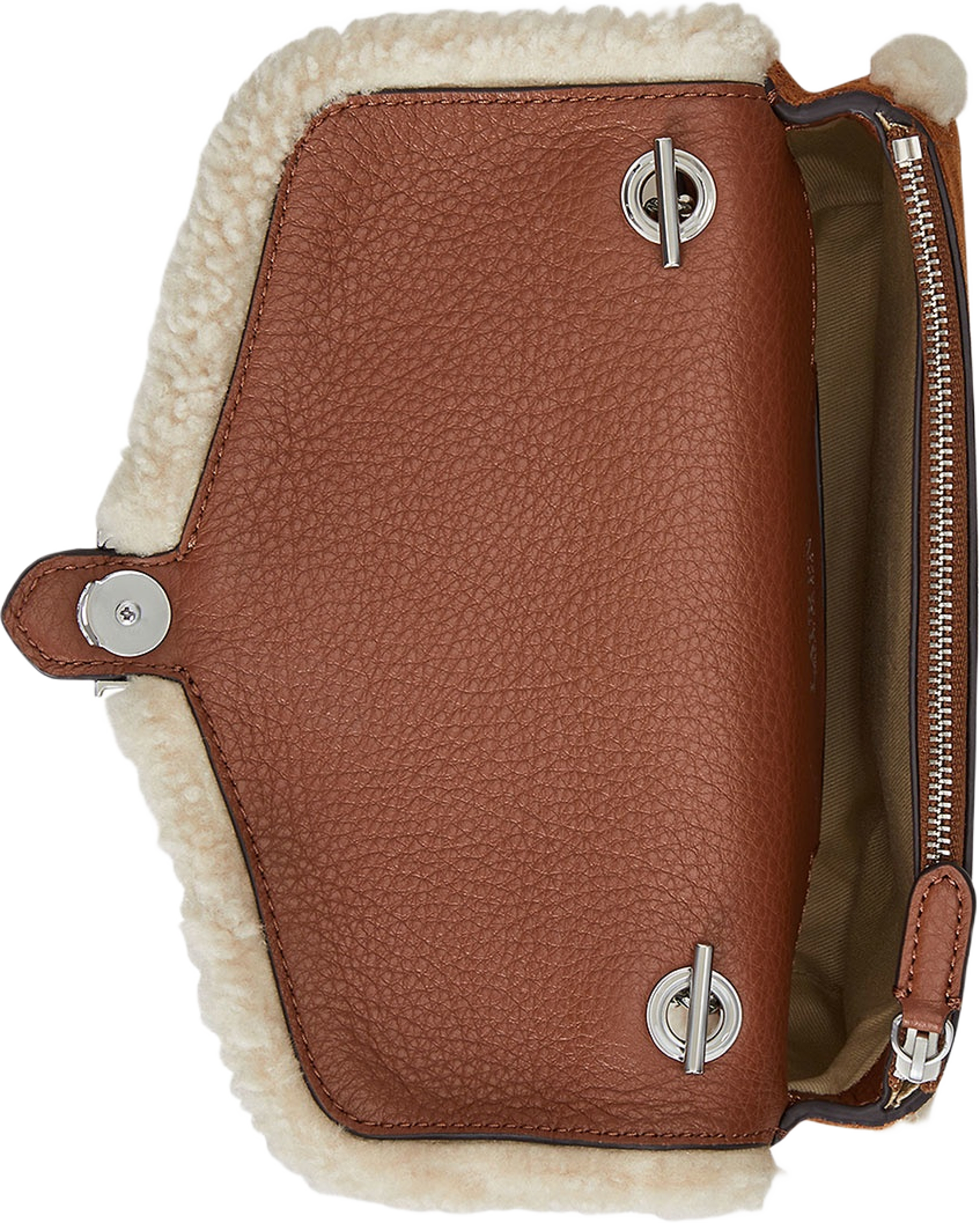 Shearling-Trim Bradley Crossbody Wallet