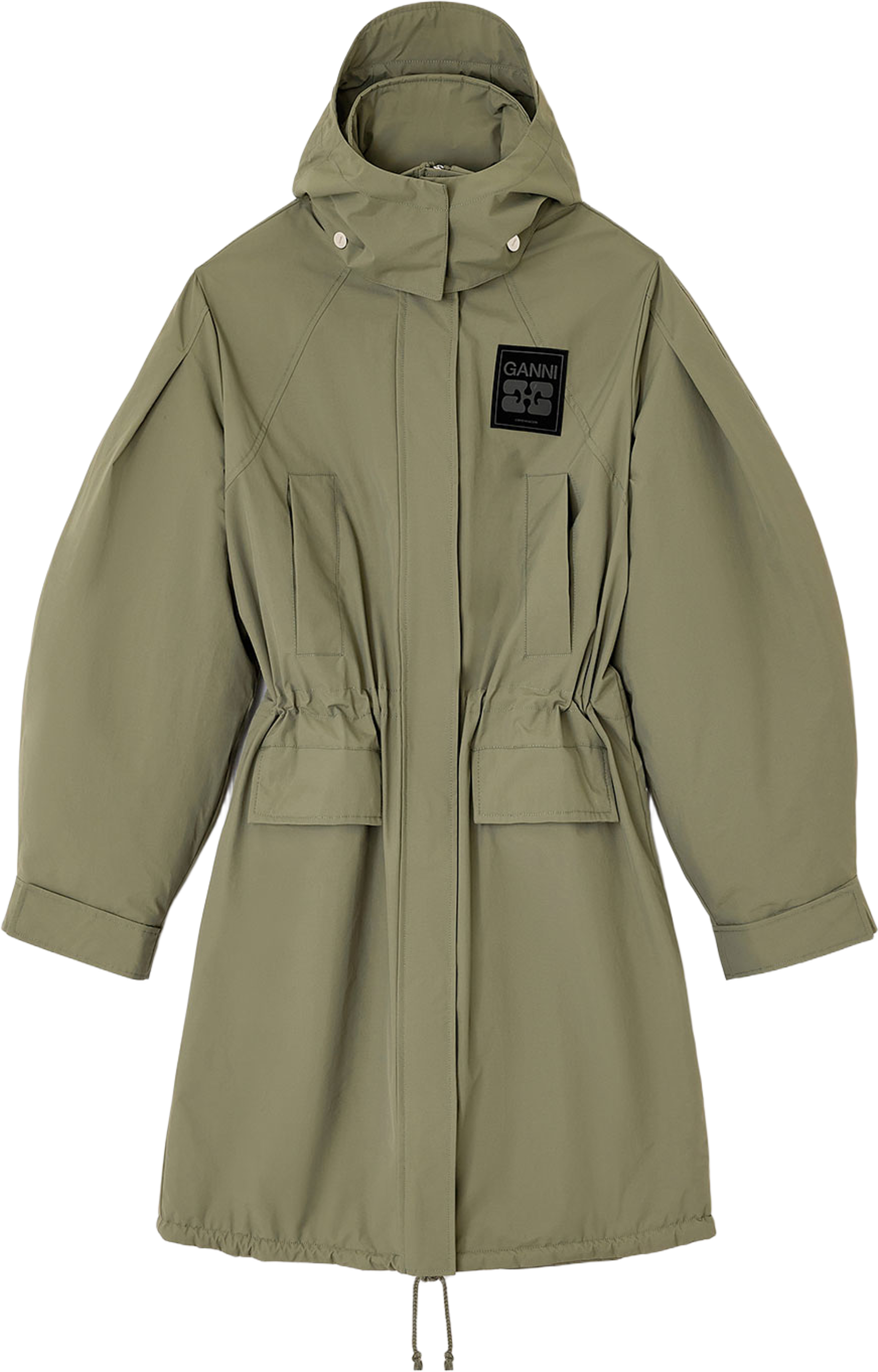 Ripstop Tri-Layer Parka Coat, från GANNI, i färgen Kalamata. Klicka för att öppna bilden i stort format