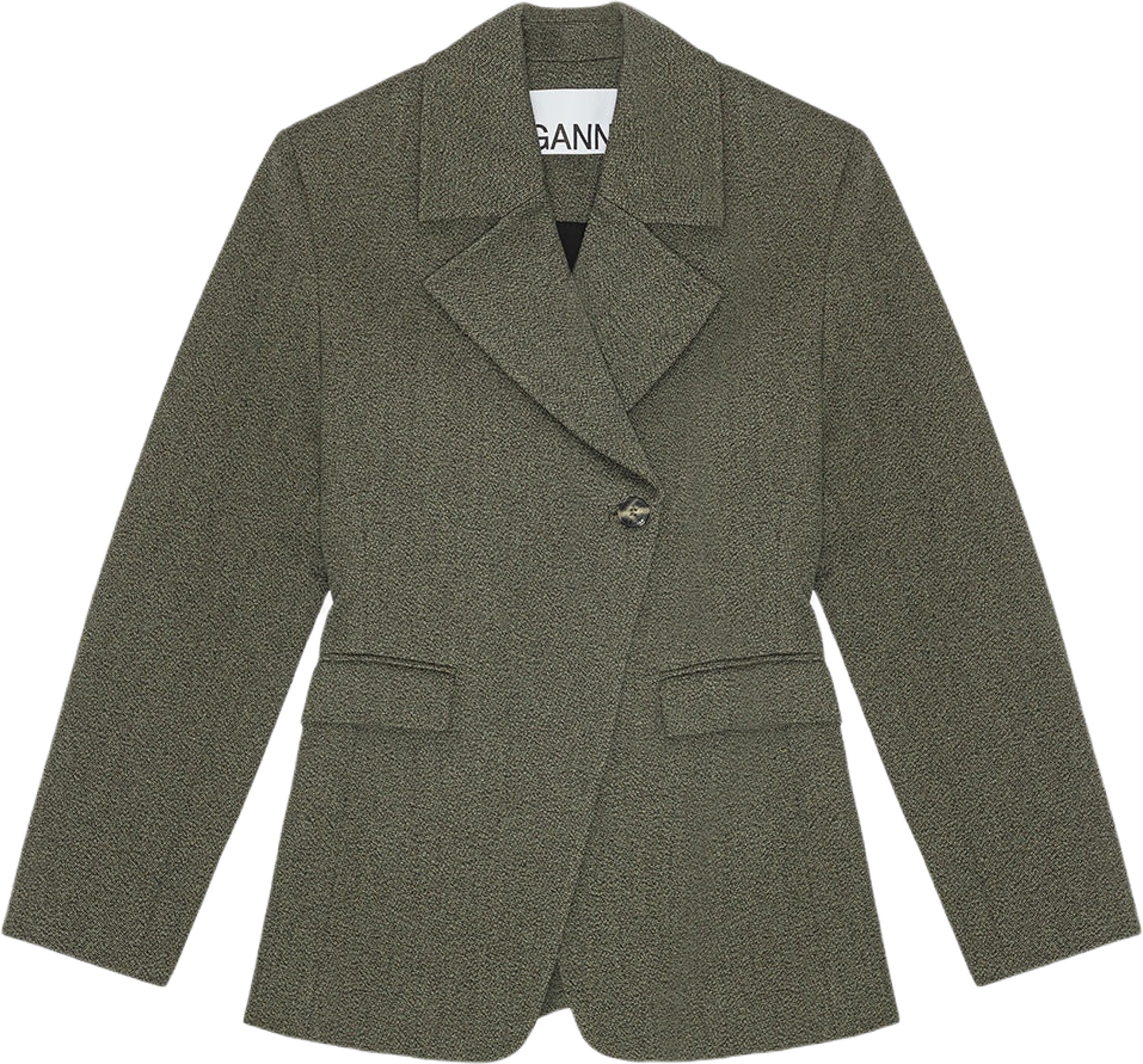 Mouline Suiting Blazer, från GANNI, i färgen Forest Night.