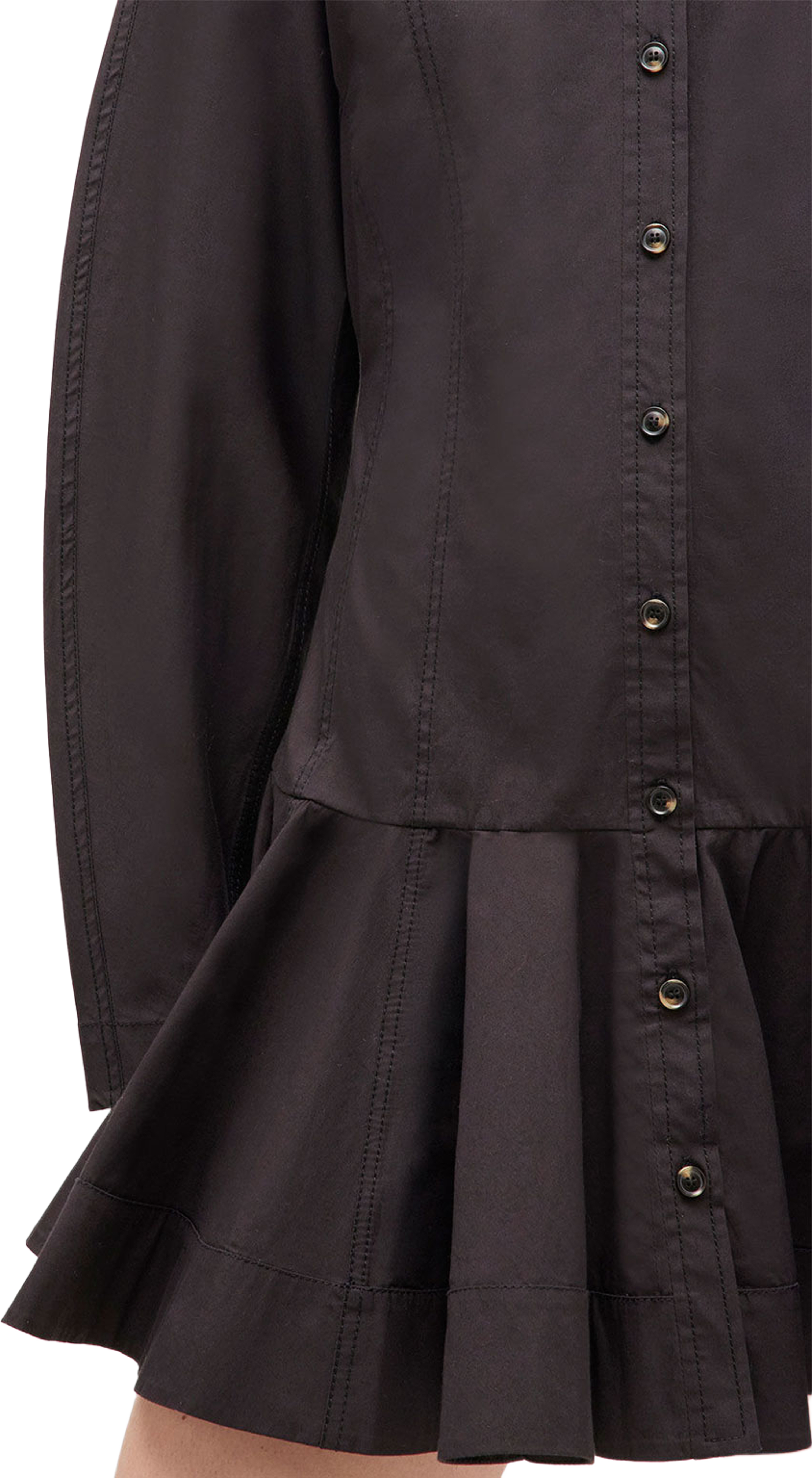 Stretch Cotton Buttoned Mini Dress, från GANNI, i färgen Black. Klicka för att öppna bilden i stort format