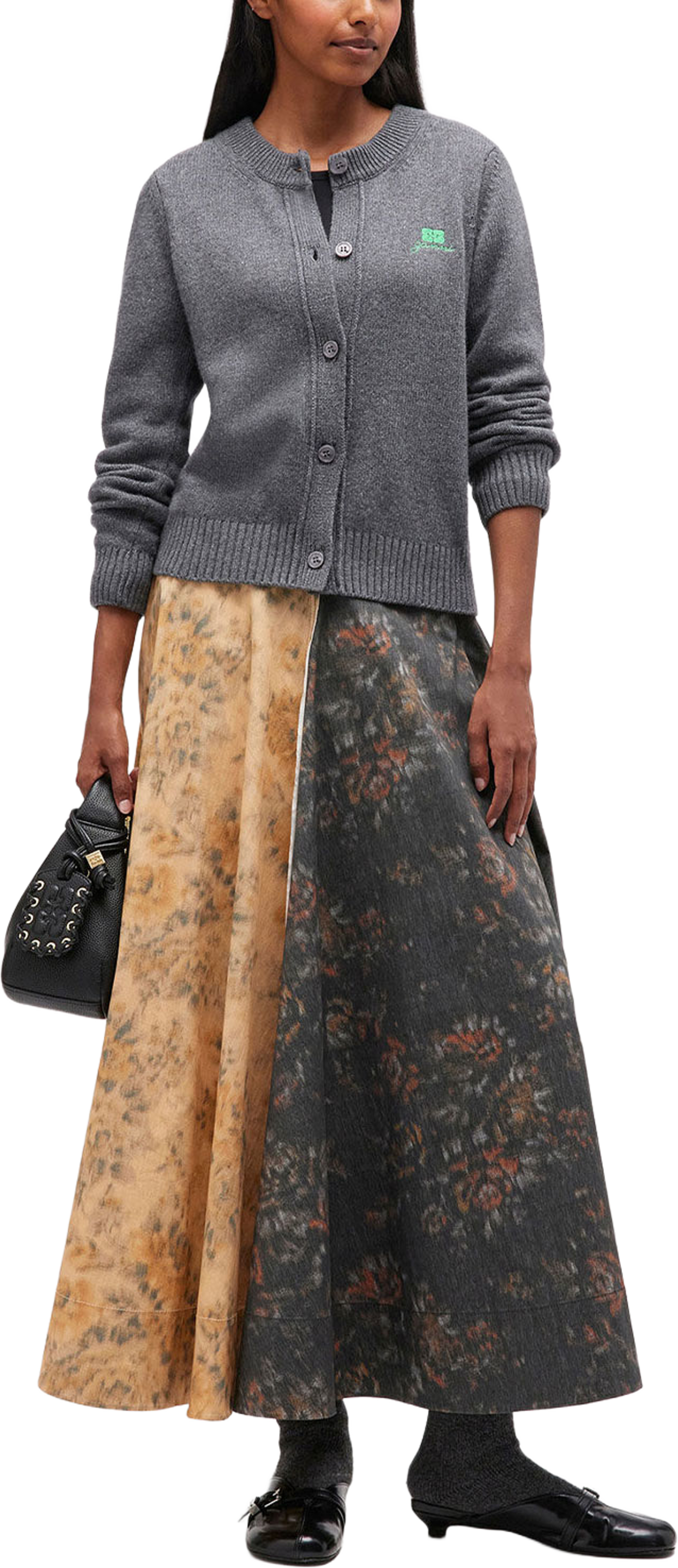 Core Future Wool Mix Cardigan, från GANNI, i färgen Charcoal Grey. Klicka för att öppna bilden i stort format