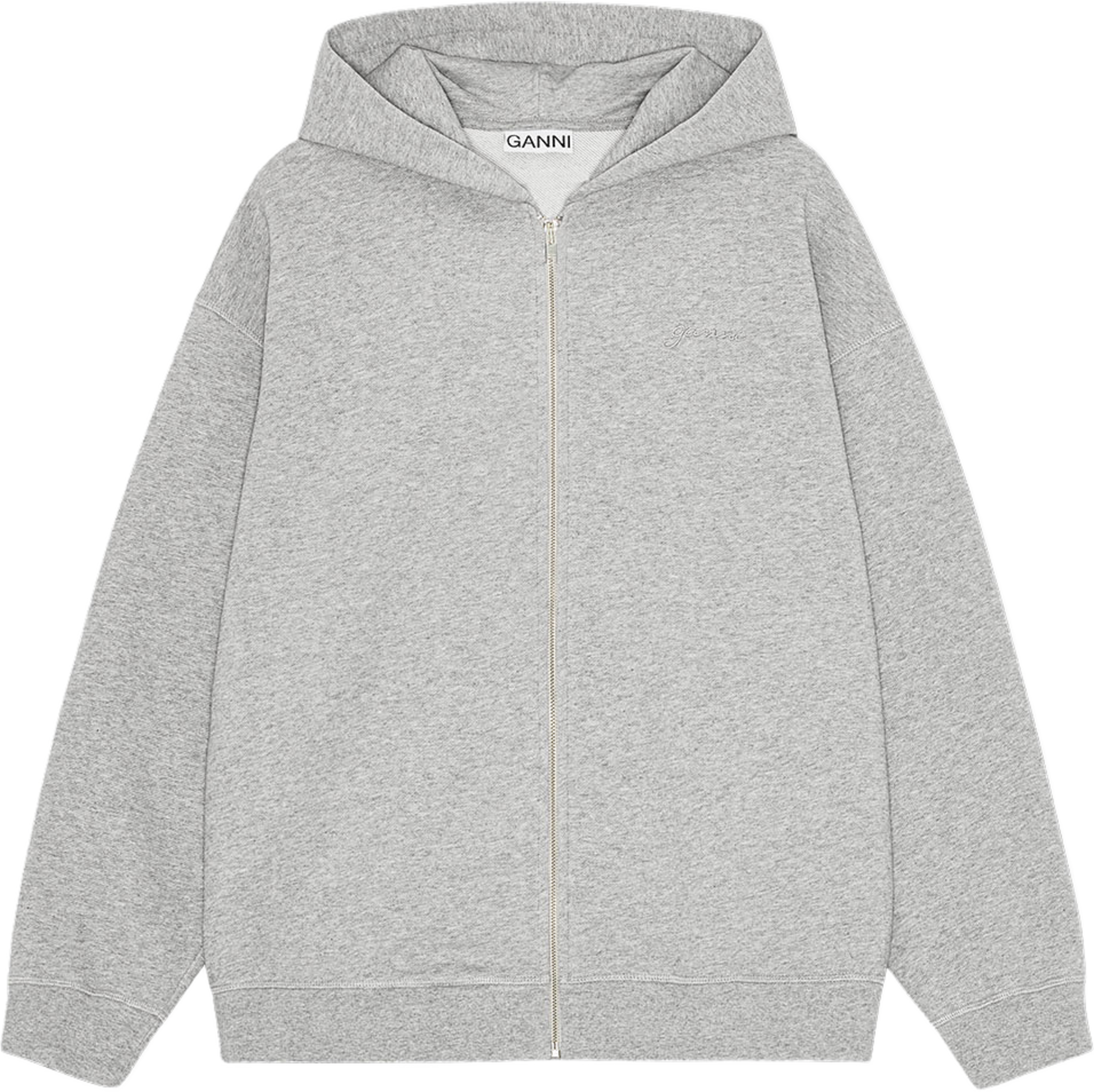 Isoli Teddy Oversized Zip Hoodie, från GANNI, i färgen Paloma Melange. Klicka för att öppna bilden i stort format