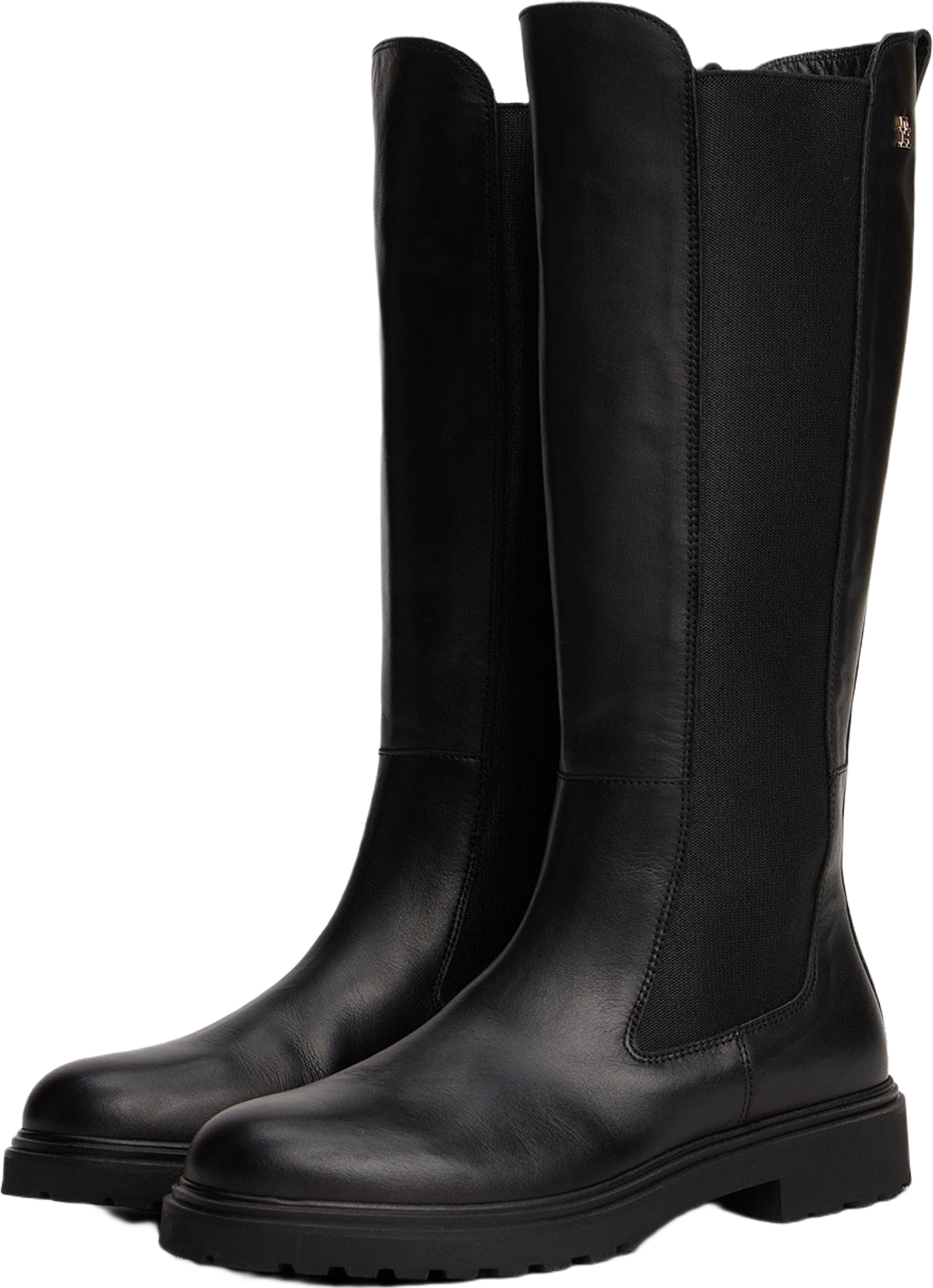 Leather Cleat Knee-High Chelsea Boots, från Tommy Hilfiger, i färgen Black. Klicka för att öppna bilden i stort format