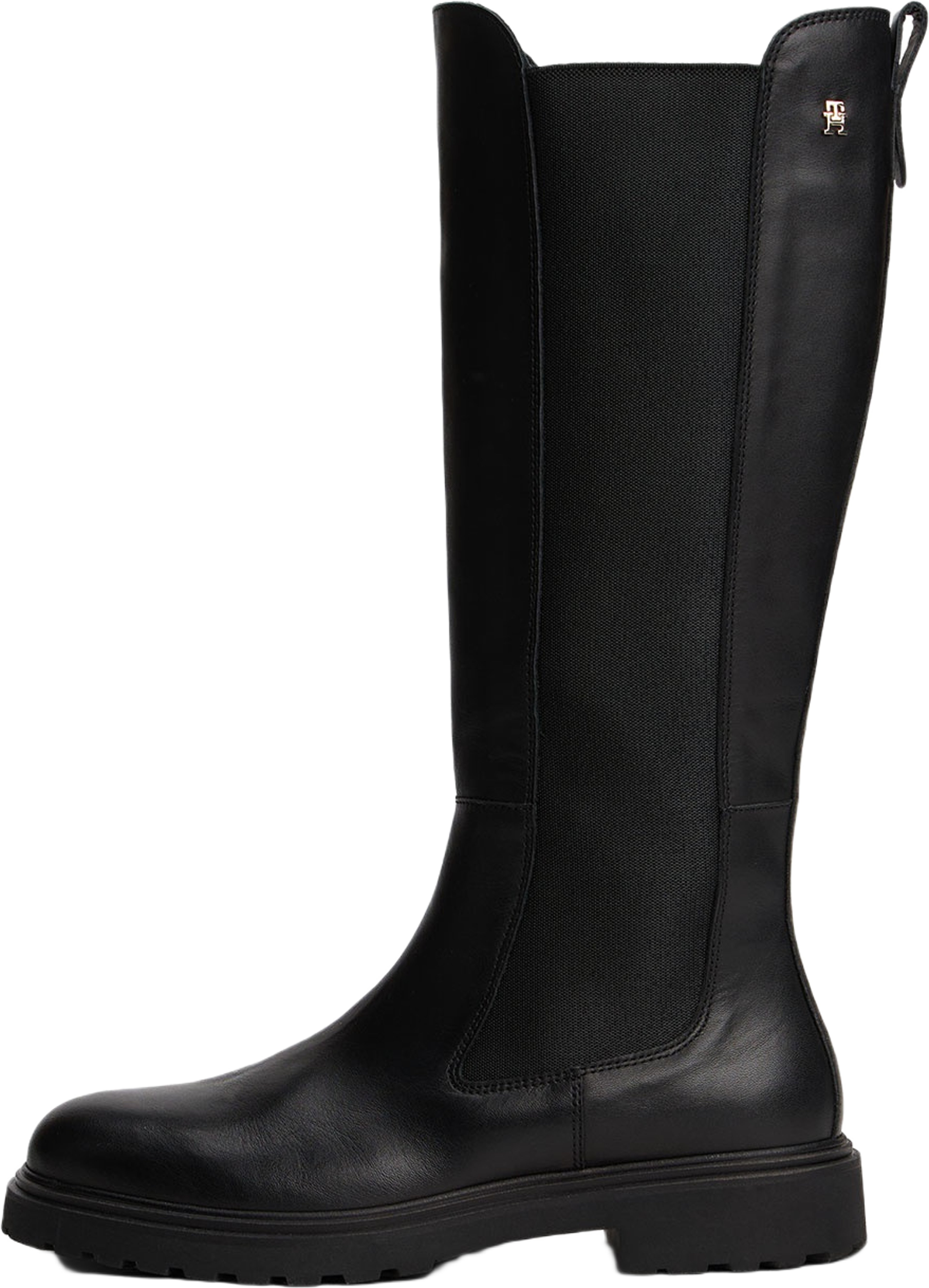Leather Cleat Knee-High Chelsea Boots, från Tommy Hilfiger, i färgen Black. Klicka för att öppna bilden i stort format