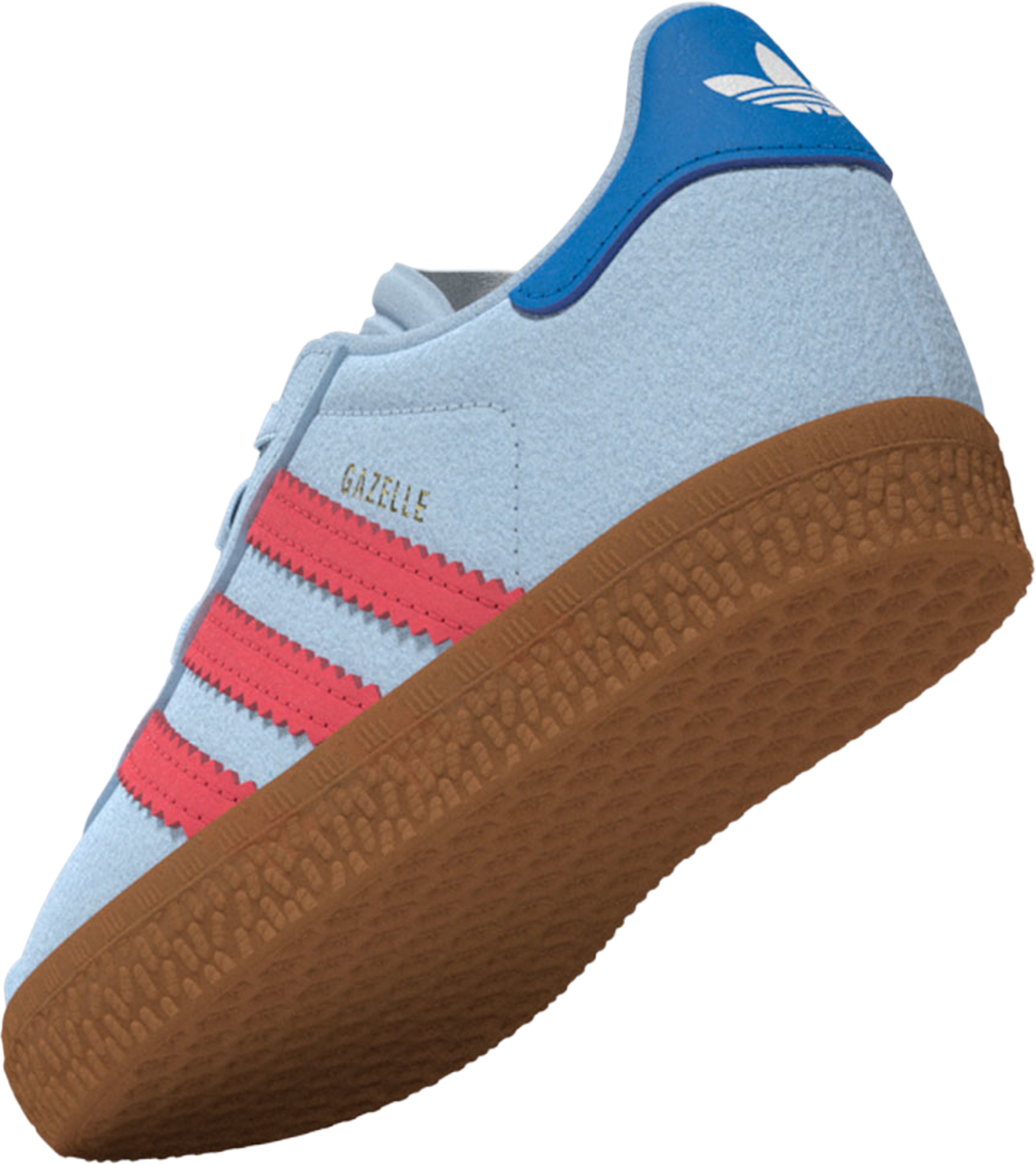 Barnskor Gazelle med elastiska snören och komfort, från Adidas Originals, i färgen Crsk/Selure/Blubir. Klicka för att öppna bilden i stort format