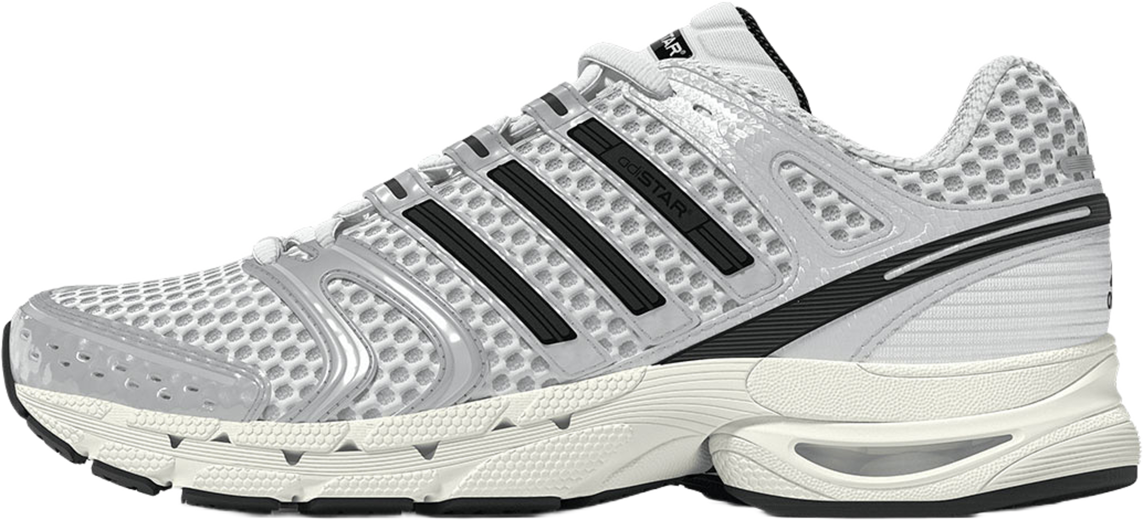 Adistar Control 5, från Adidas Originals, i färgen Ftwwht/Cblack/Silvmt. Klicka för att öppna bilden i stort format