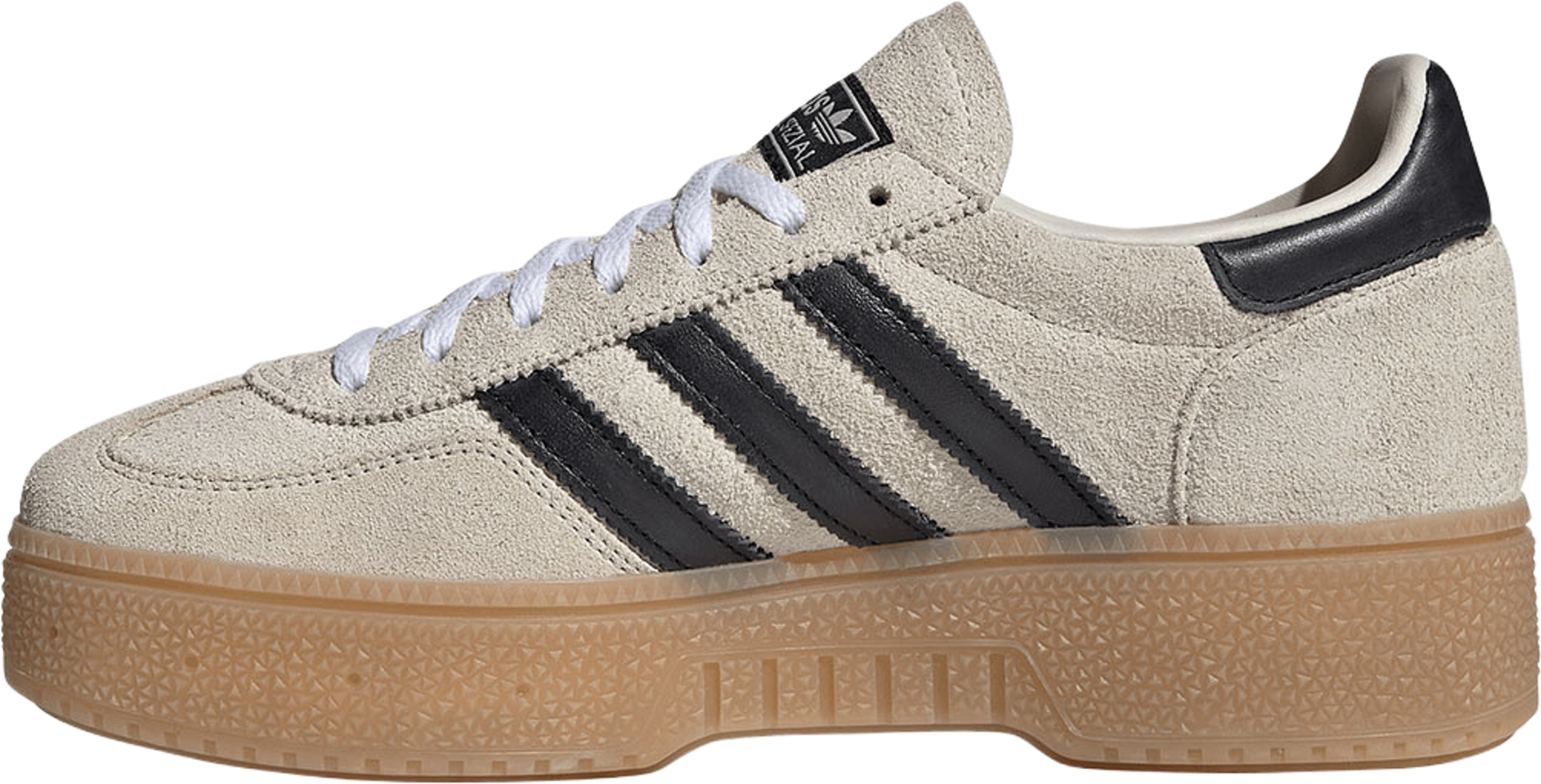 Handball Spezial Bold Skor, från Adidas Originals, i färgen Alumin/Cblack/Gum3. Klicka för att öppna bilden i stort format