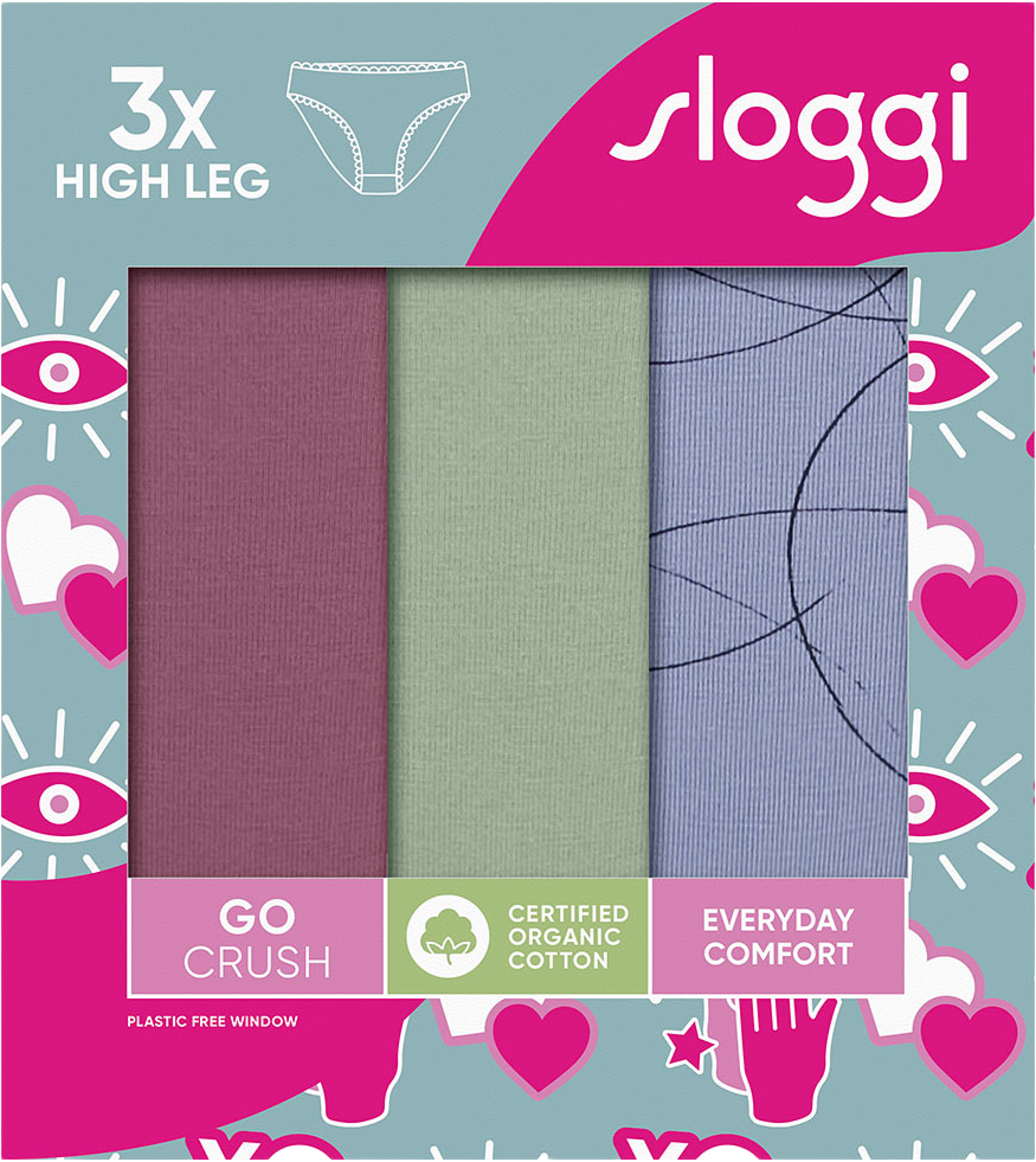 GO Crush High Leg, från Sloggi, i färgen Multiple Colours 8. Klicka för att öppna bilden i stort format