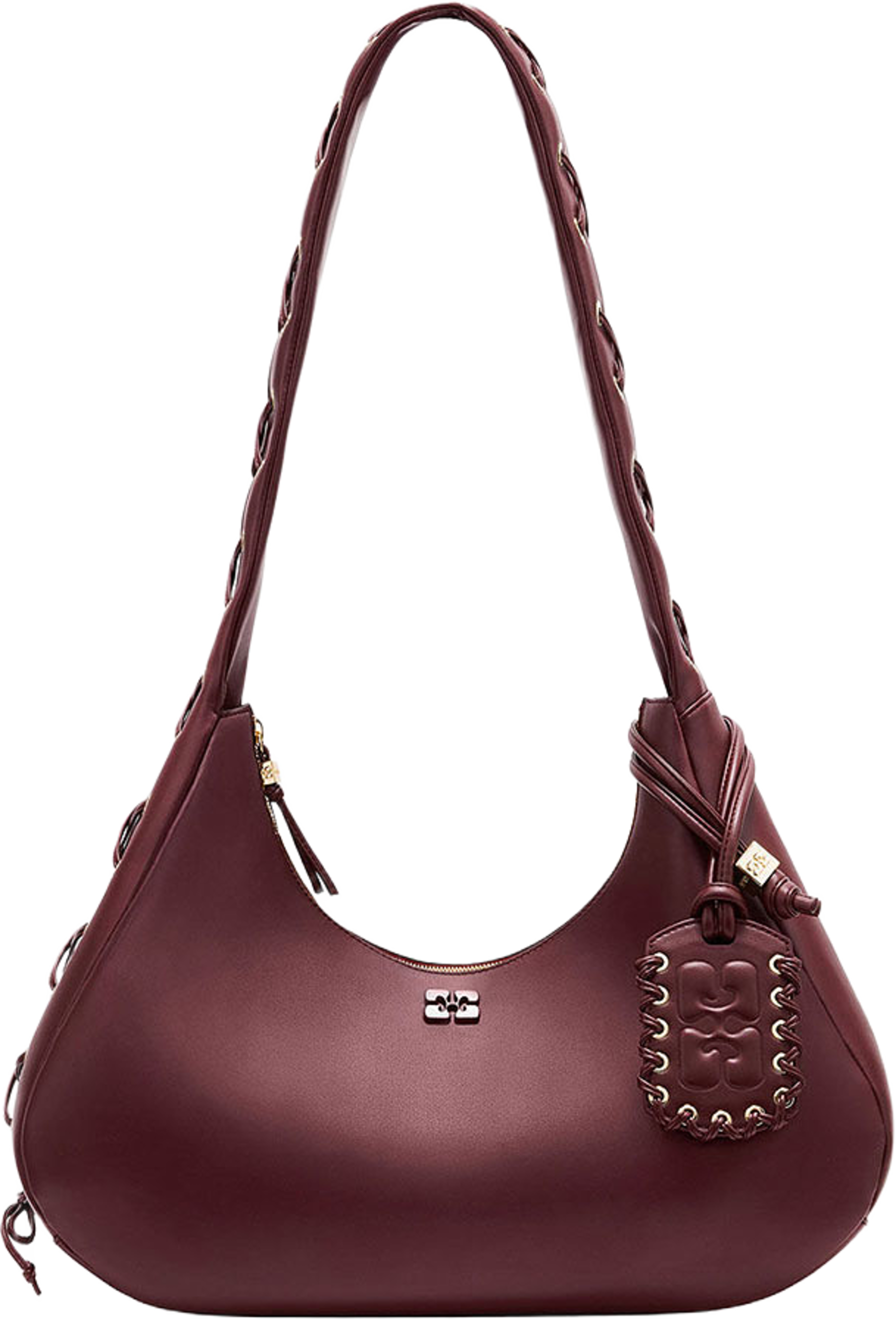 Hobo Medium Laces, från GANNI, i färgen Burgundy. Klicka för att öppna bilden i stort format