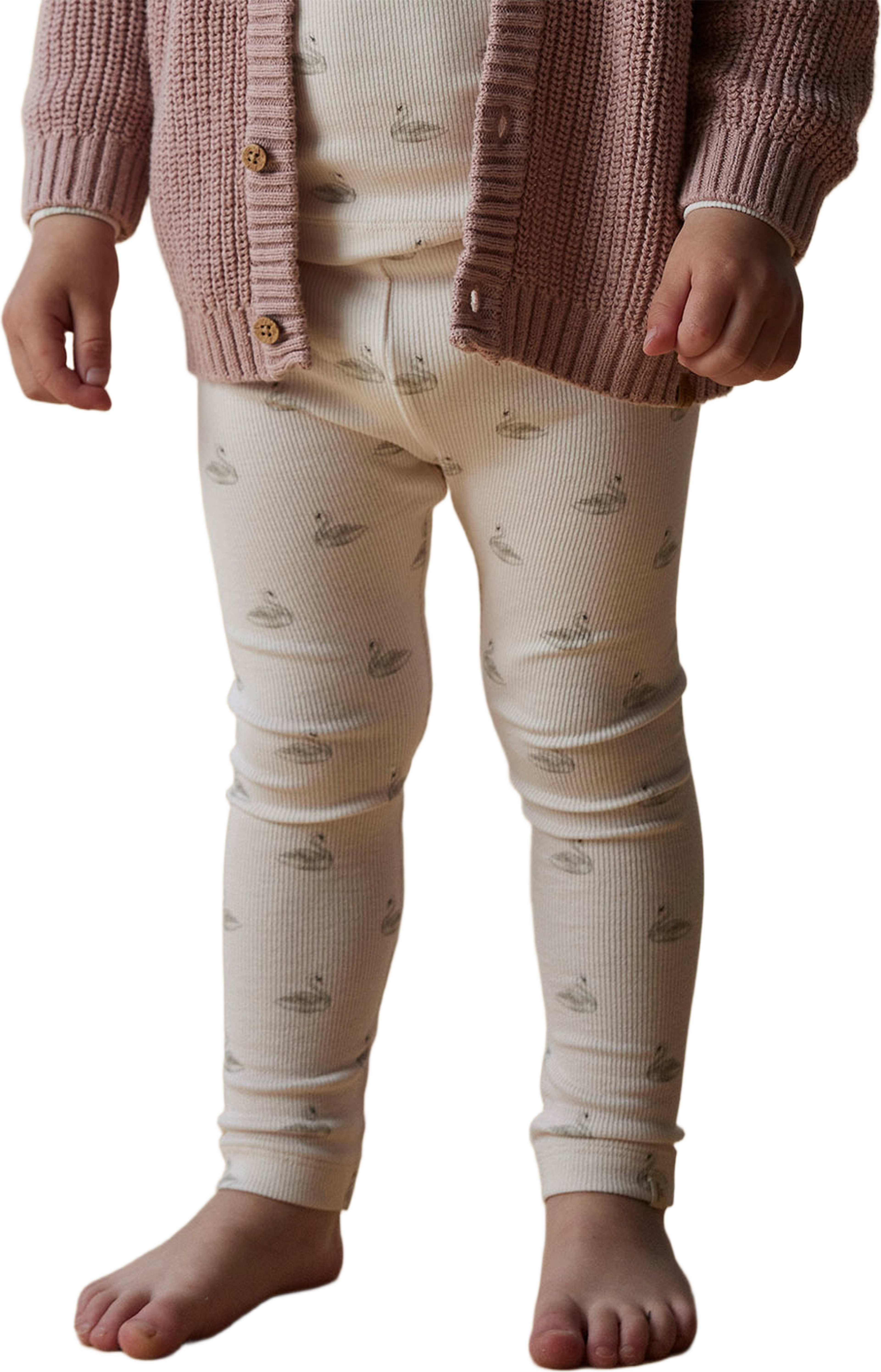 Gavo slim leggings, från Lil'Atelier, i färgen Pastel Parchment Swan. Klicka för att öppna bilden i stort format