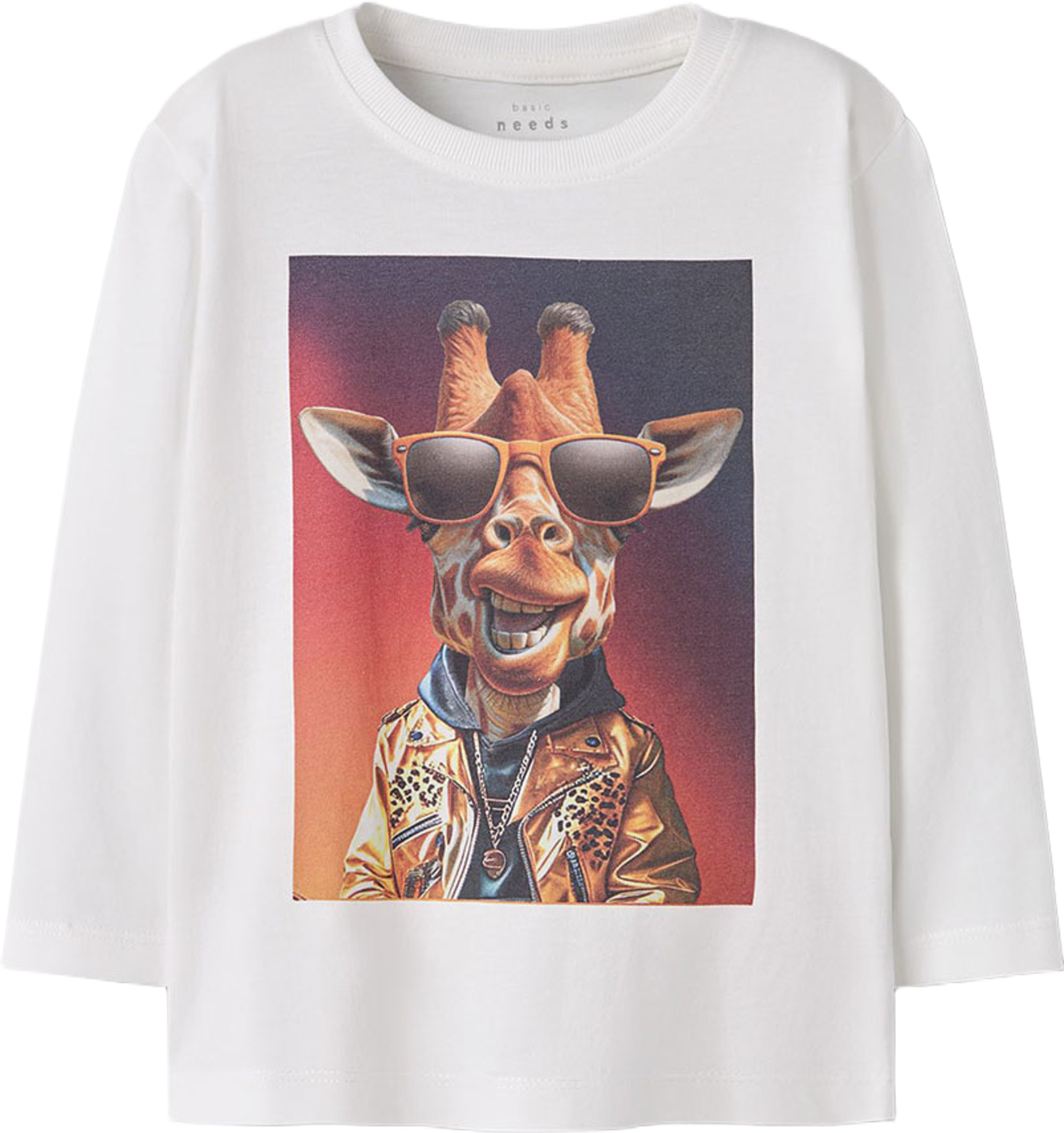 Nmmvoto Ls Nreg Top, från Name It, i färgen Cloud Dancer Giraffe. Klicka för att öppna bilden i stort format