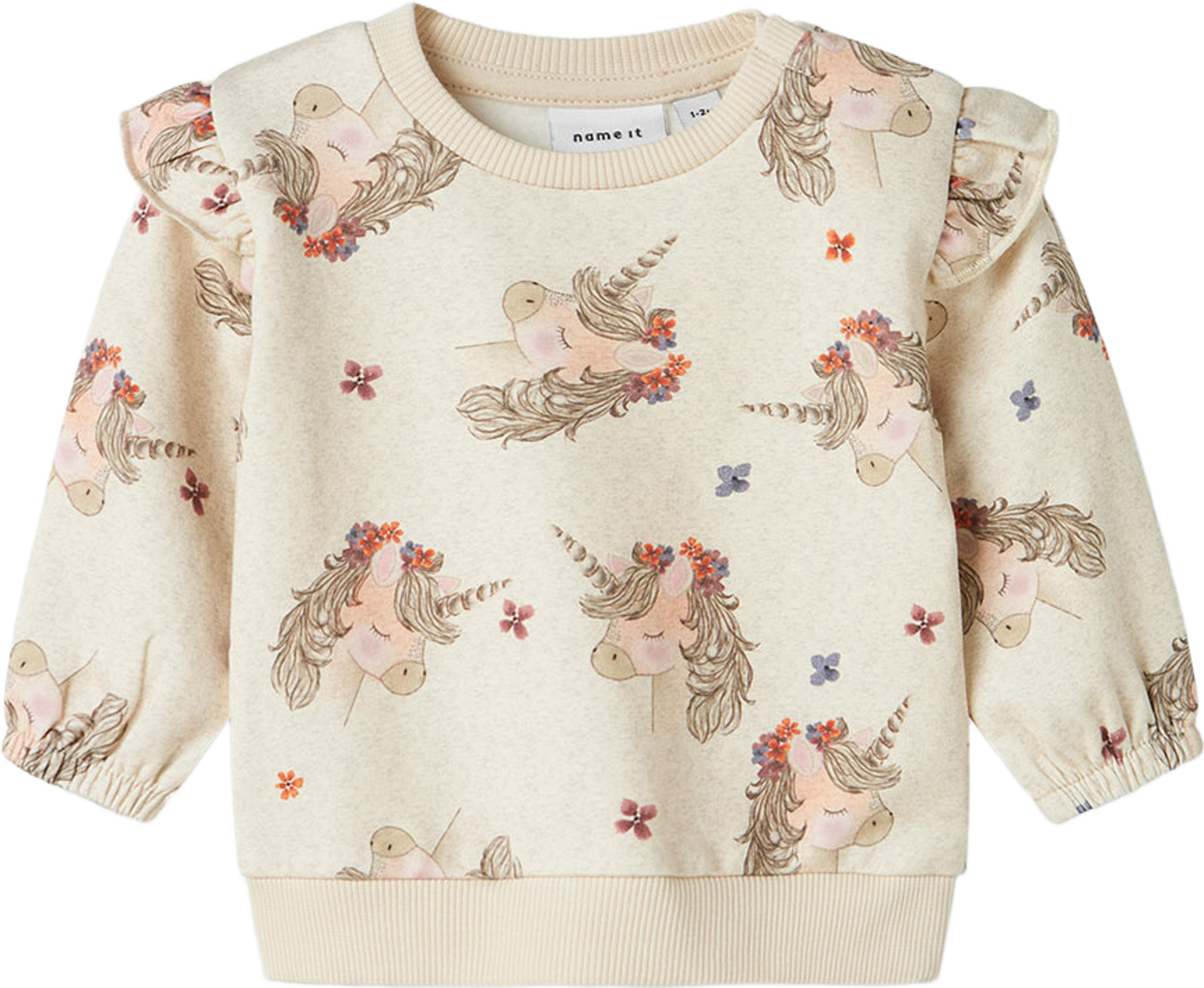 Nbfnoise Ls Sweat Bru, från Name It, i färgen Peyote Melange. Klicka för att öppna bilden i stort format