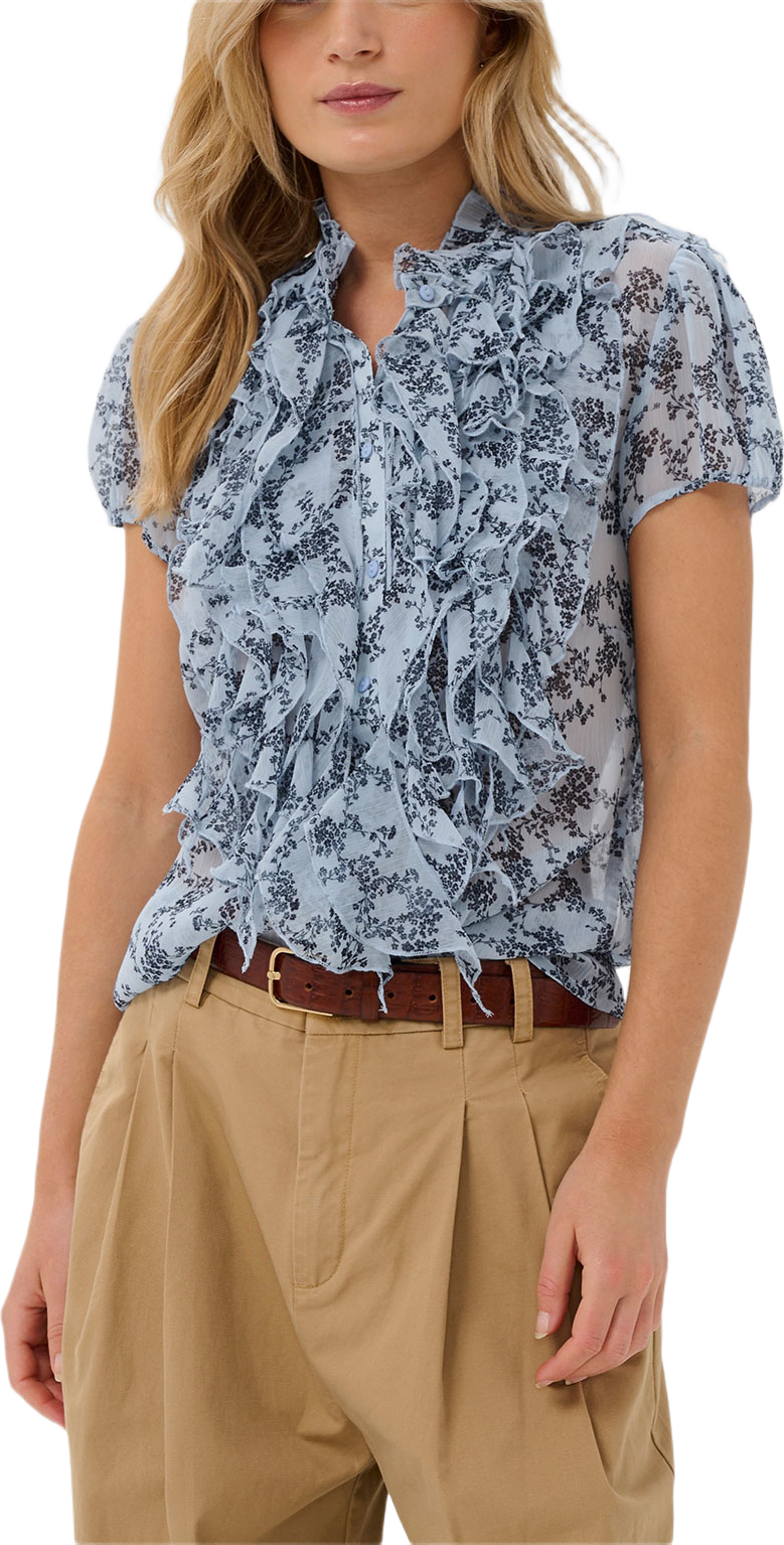 LiljaSZ Crinkle Shirt, från Saint Tropez, i färgen Skyway Eclipse Spring Floral. Klicka för att öppna bilden i stort format
