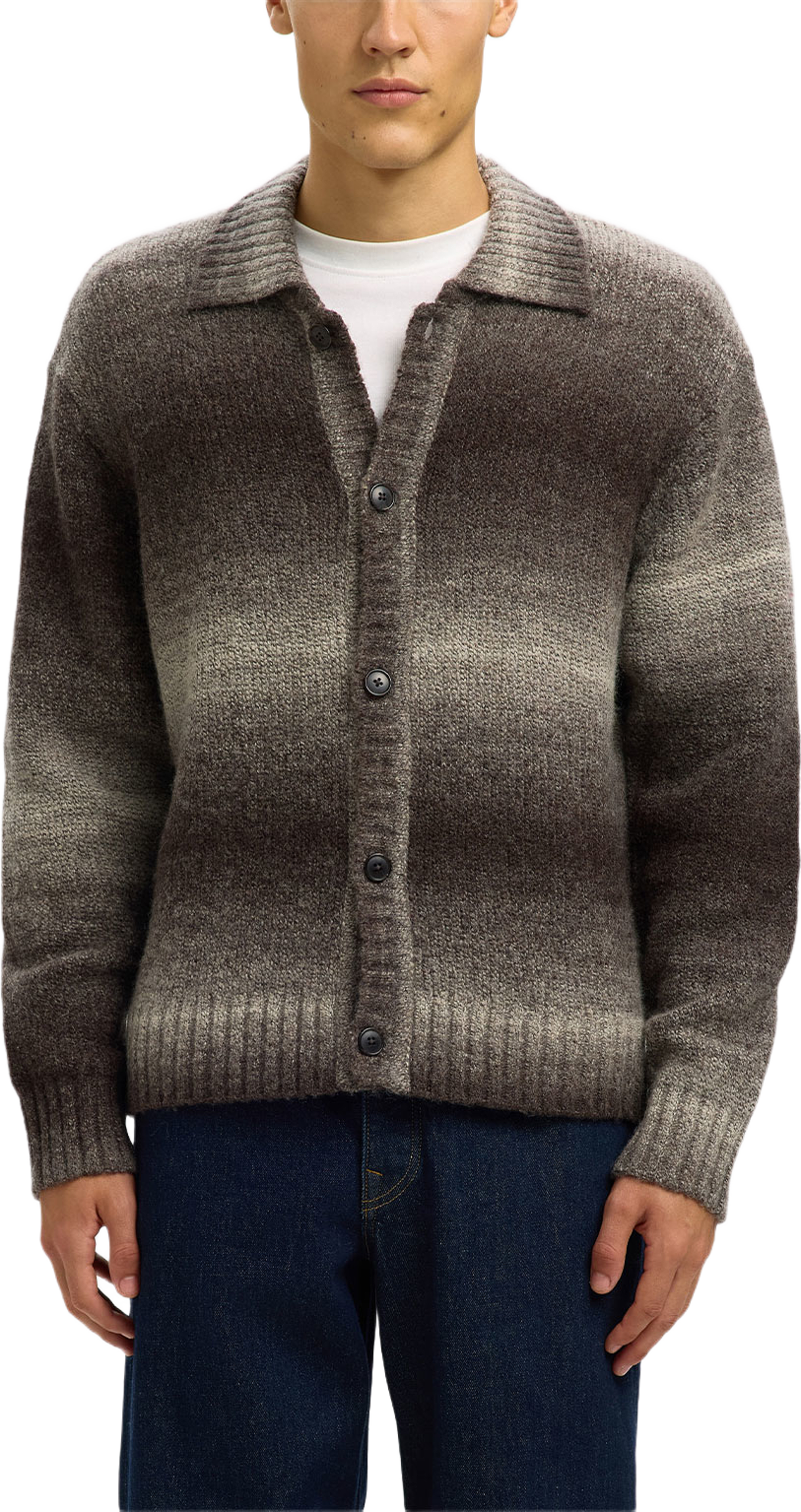 SLHGAARD LS KNIT RELAXED POLO CARDIGAN, från Selected Homme, i färgen Delicioso Angora. Klicka för att öppna bilden i stort format