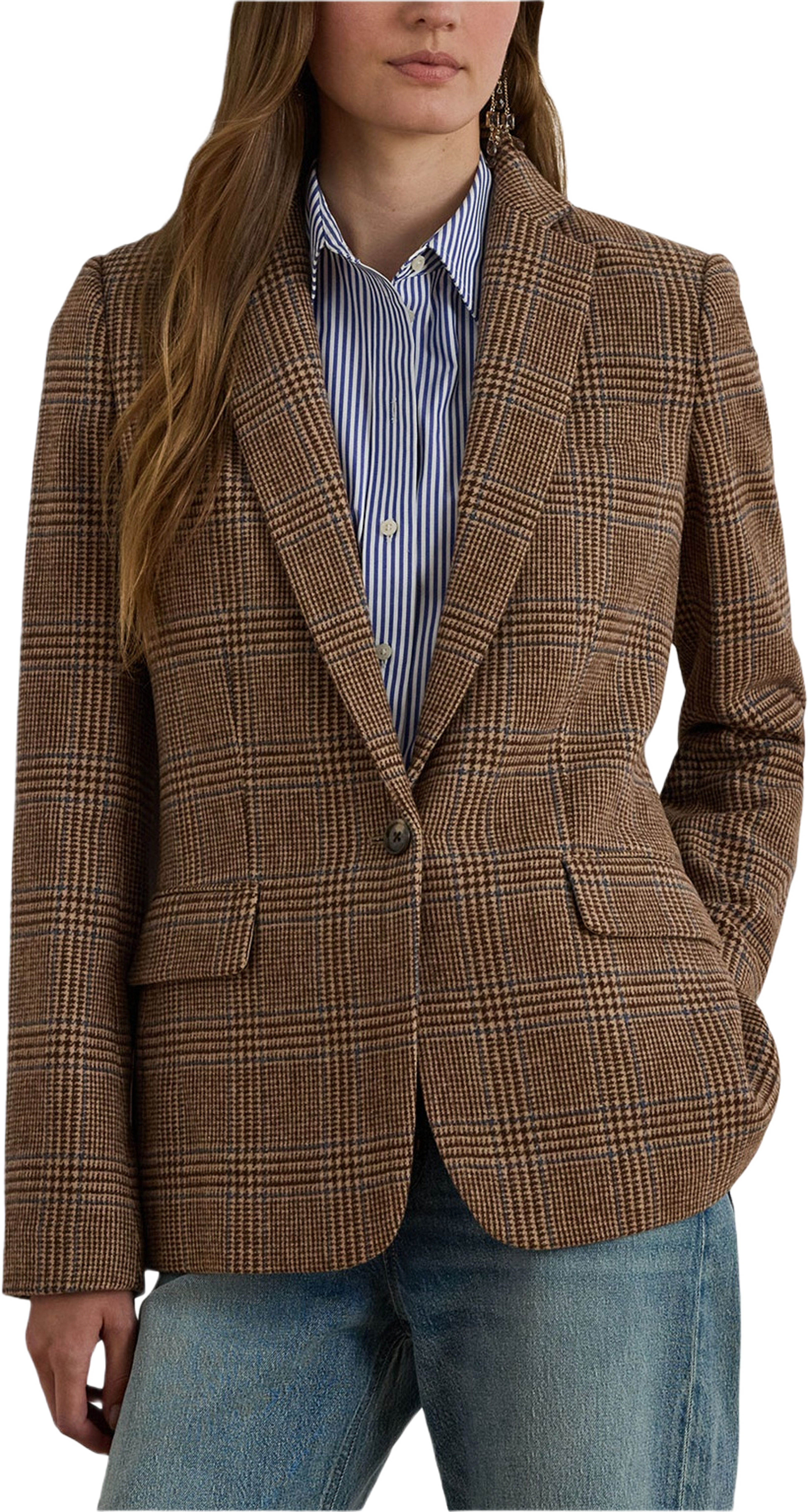 Glen Plaid Wool-Blend Twill Blazer
