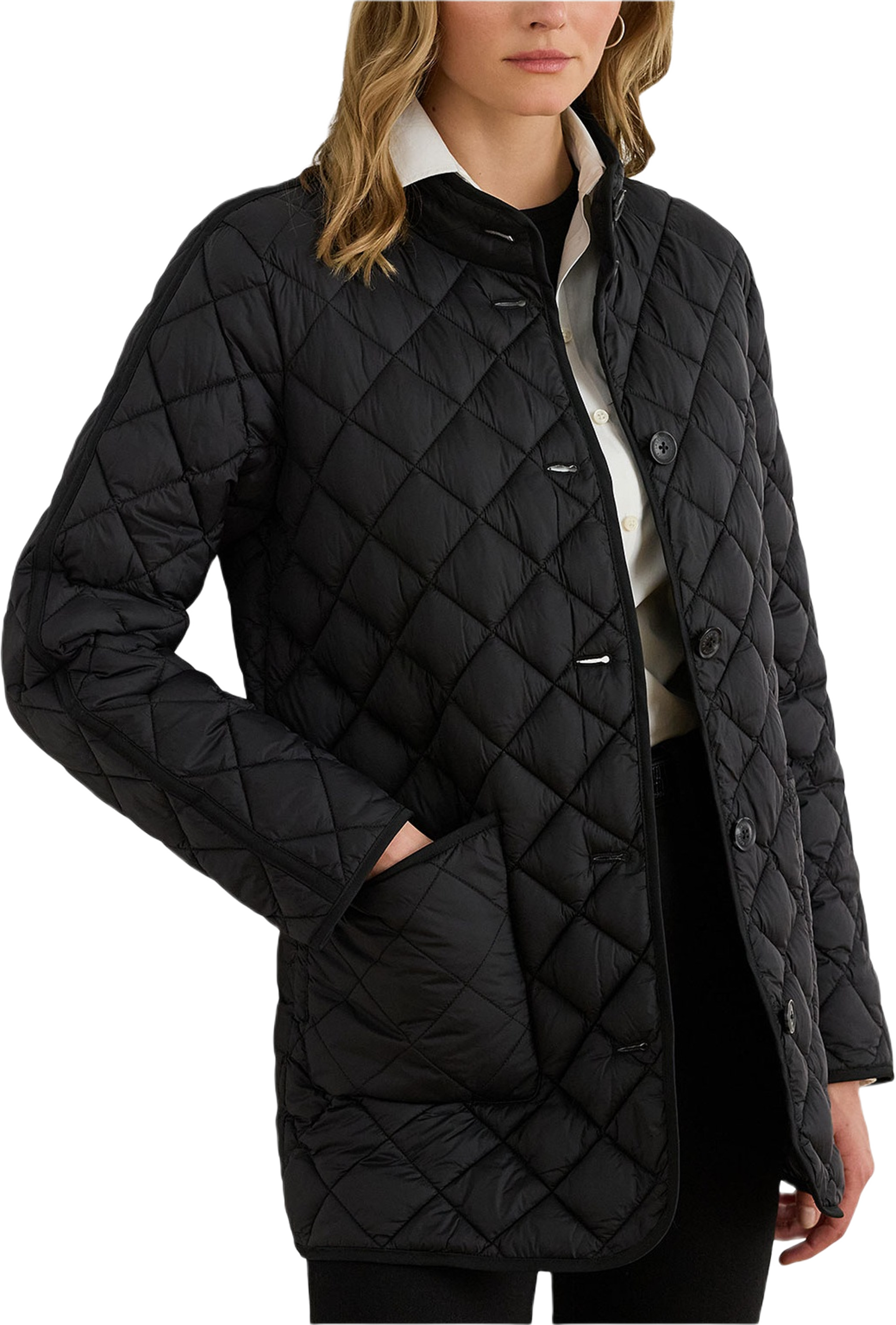 Hooded Diamond-Quilted Down Coat, från Lauren Ralph Lauren, i färgen Black.