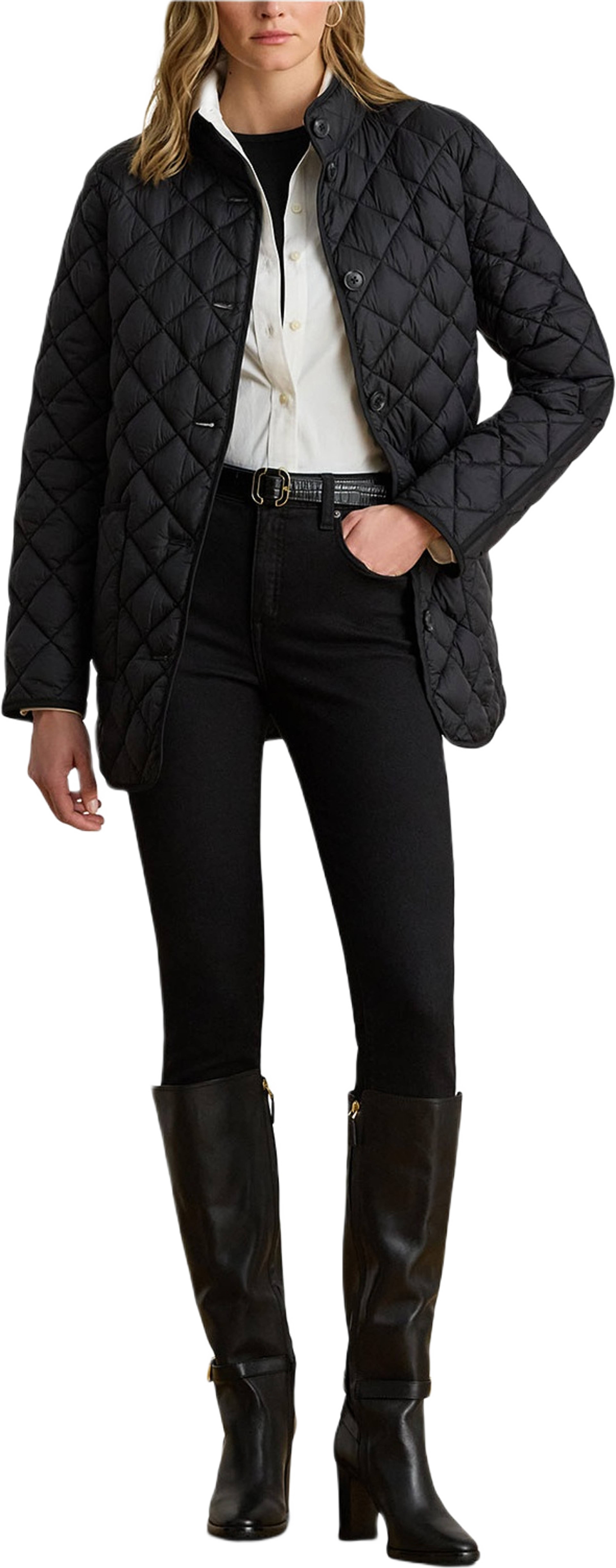 Hooded Diamond-Quilted Down Coat, från Lauren Ralph Lauren, i färgen Black.