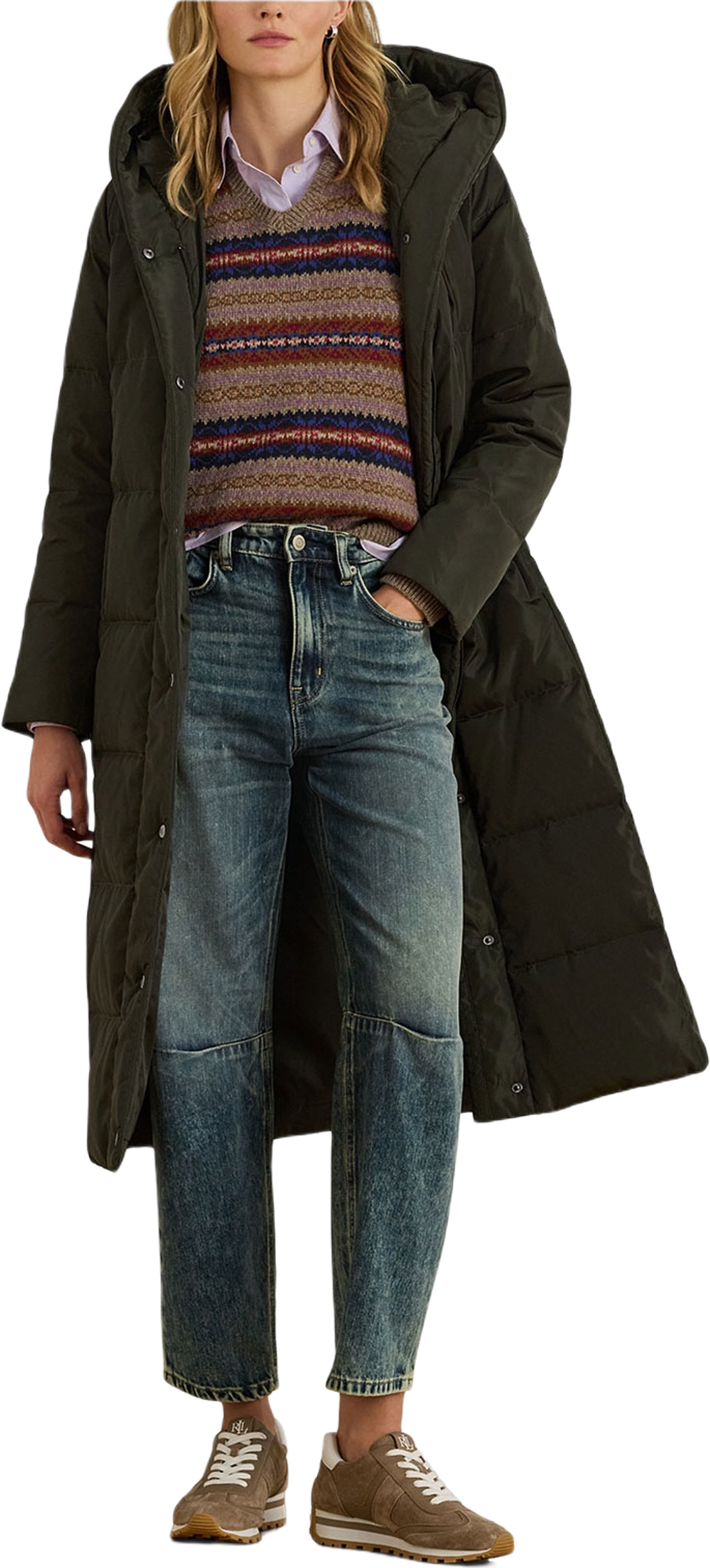 Hooded Channel-Quilted Down Puffer Coat, från Lauren Ralph Lauren, i färgen Litchfield Loden.