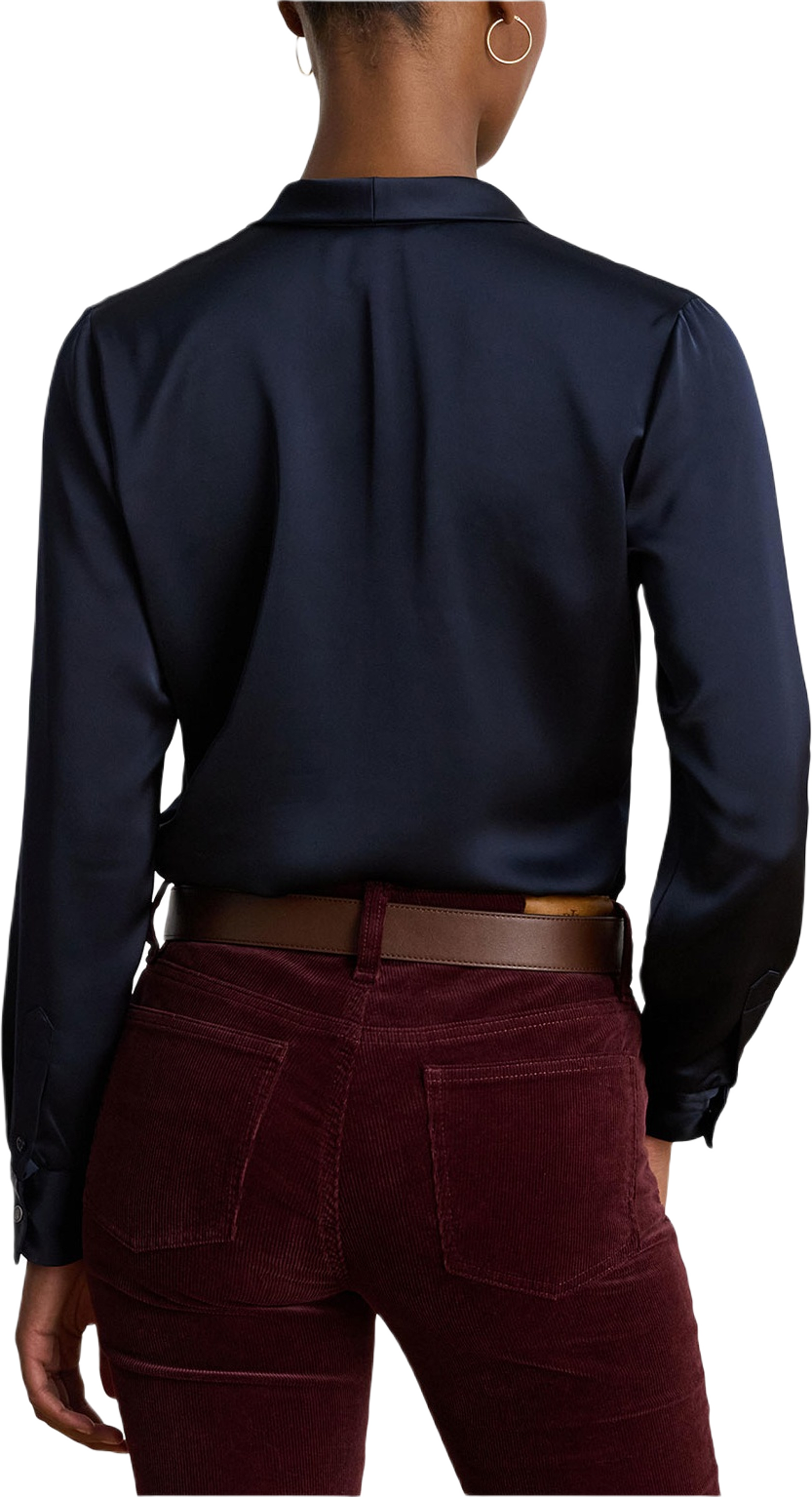 Satin Charmeuse Tie-Neck Blouse