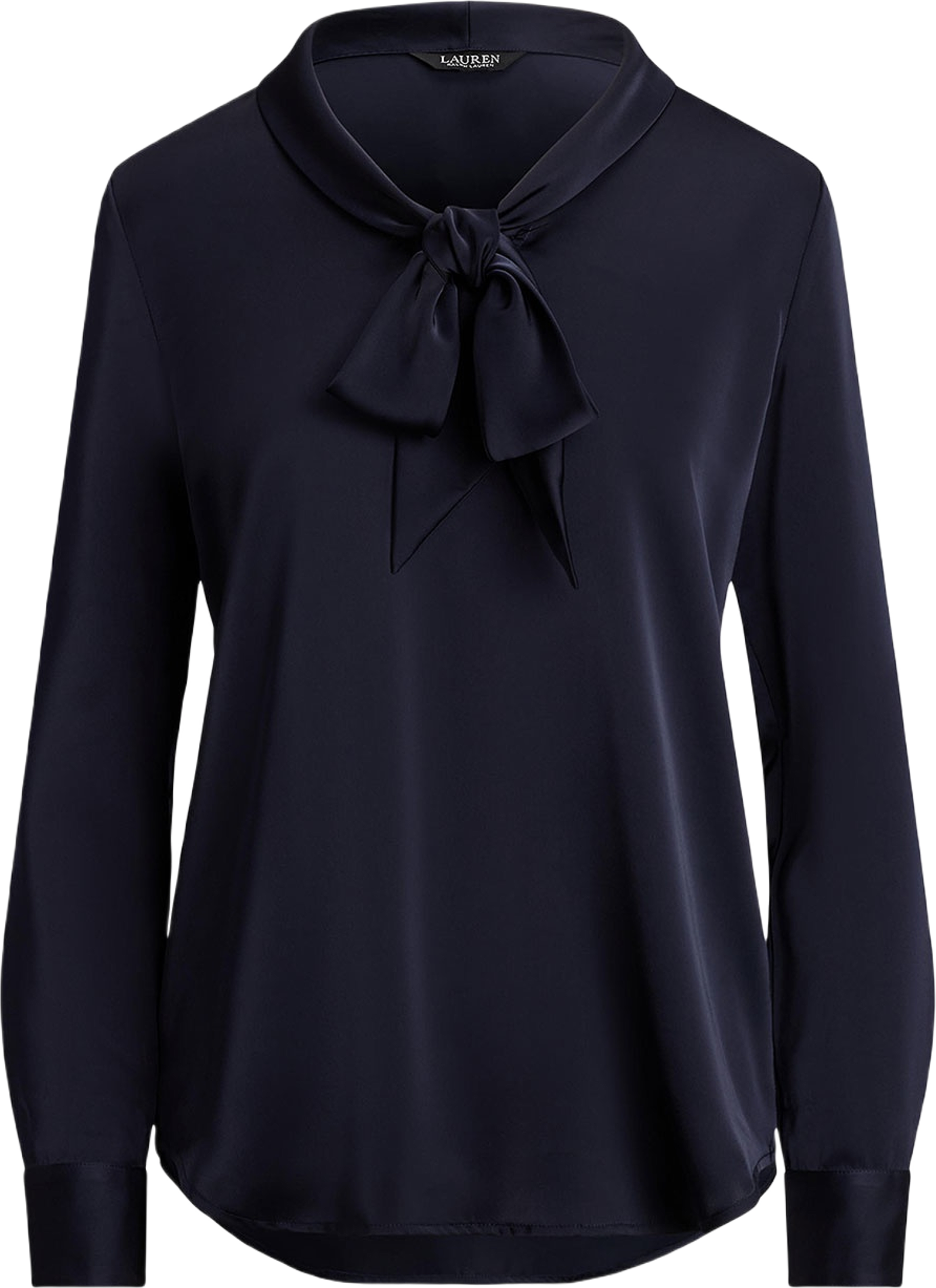Satin Charmeuse Tie-Neck Blouse