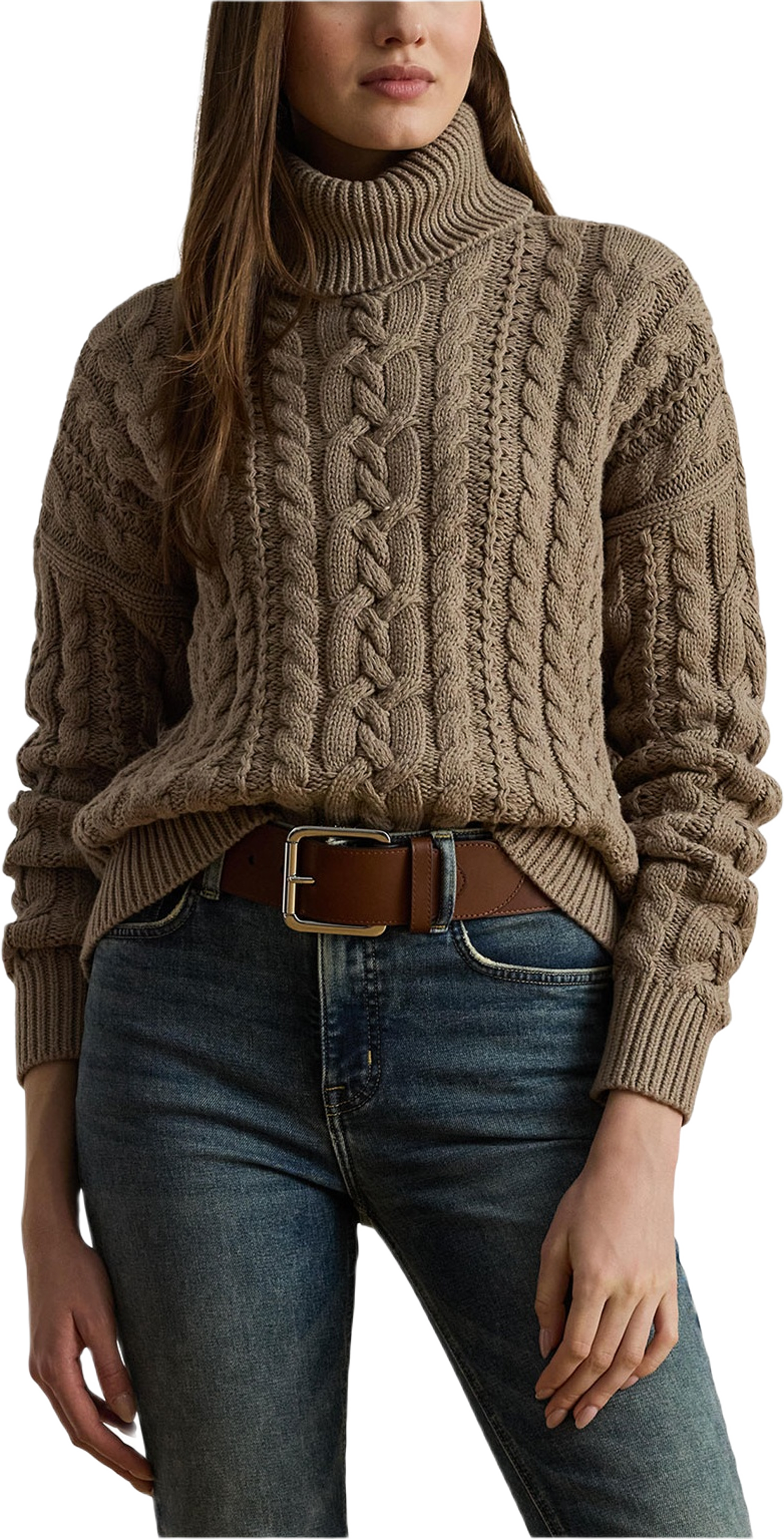 Cable-Knit Turtleneck Sweater